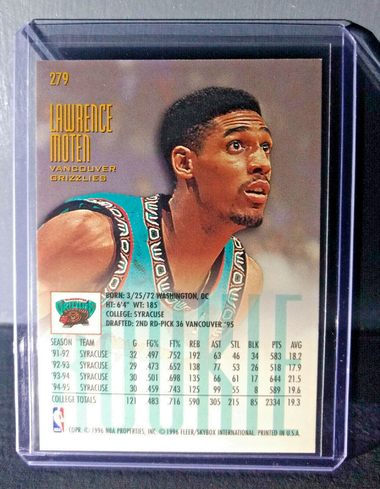 1995-96 Lawrence Moten Fleer Ultra #279 Rookie Basketball Card