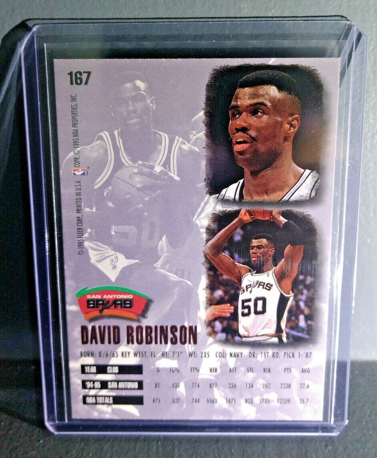 1995-96 David Robinson Fleer Ultra #167 Basketball Card