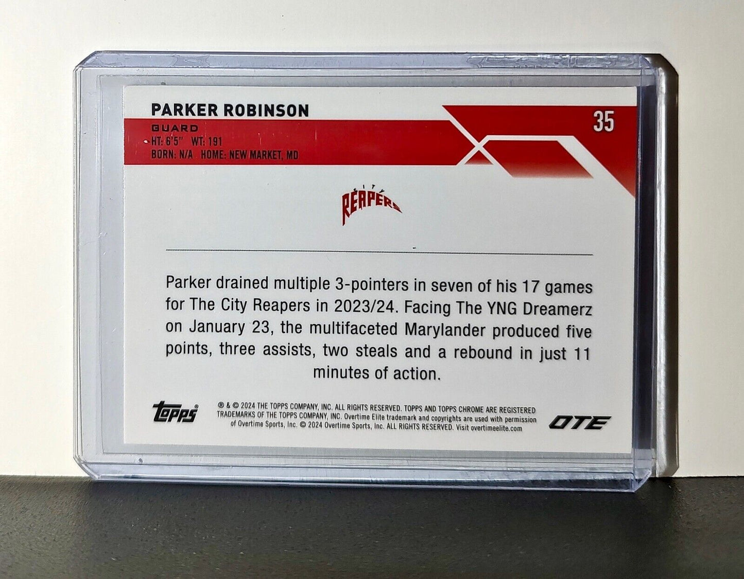 Parker Robinson Rookie Card 2023-24 Topps Chrome Overtime #35 City Reapers