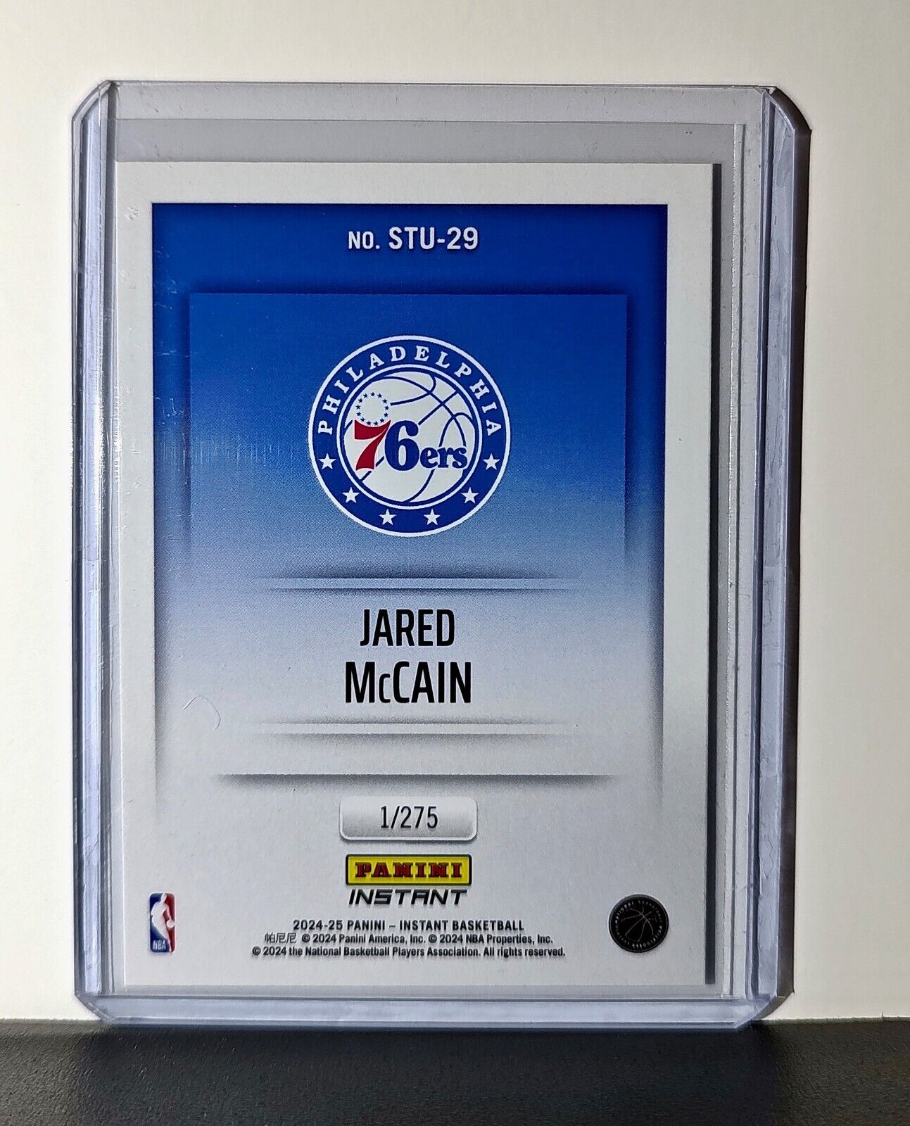 Jared McCain 2024-25 Panini NBA Studio #29 Rookie Card Philadelphia 76ers 1/275