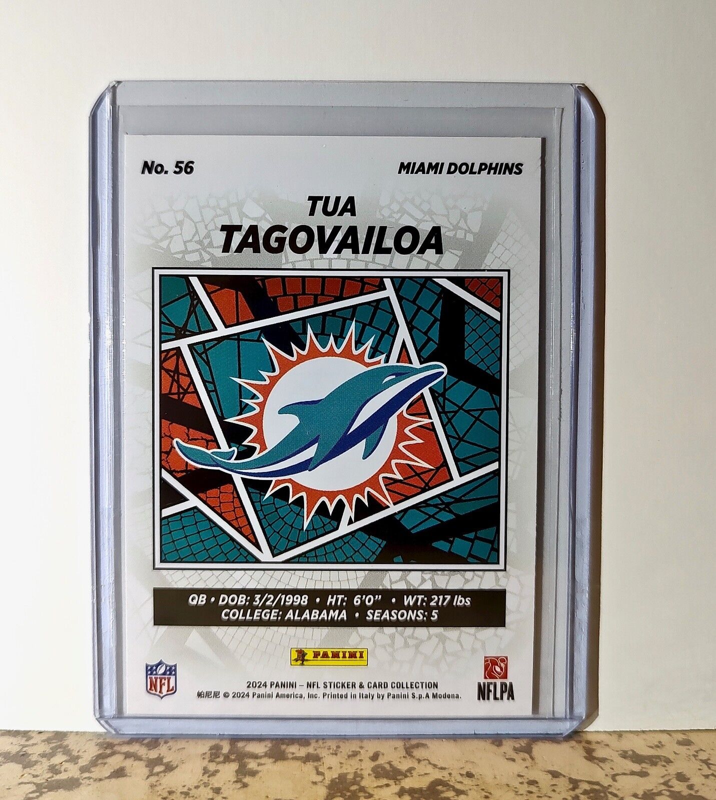 Tua Tagovailoa 2024 Panini NFL #56 Sticker Card Miami Dolphins