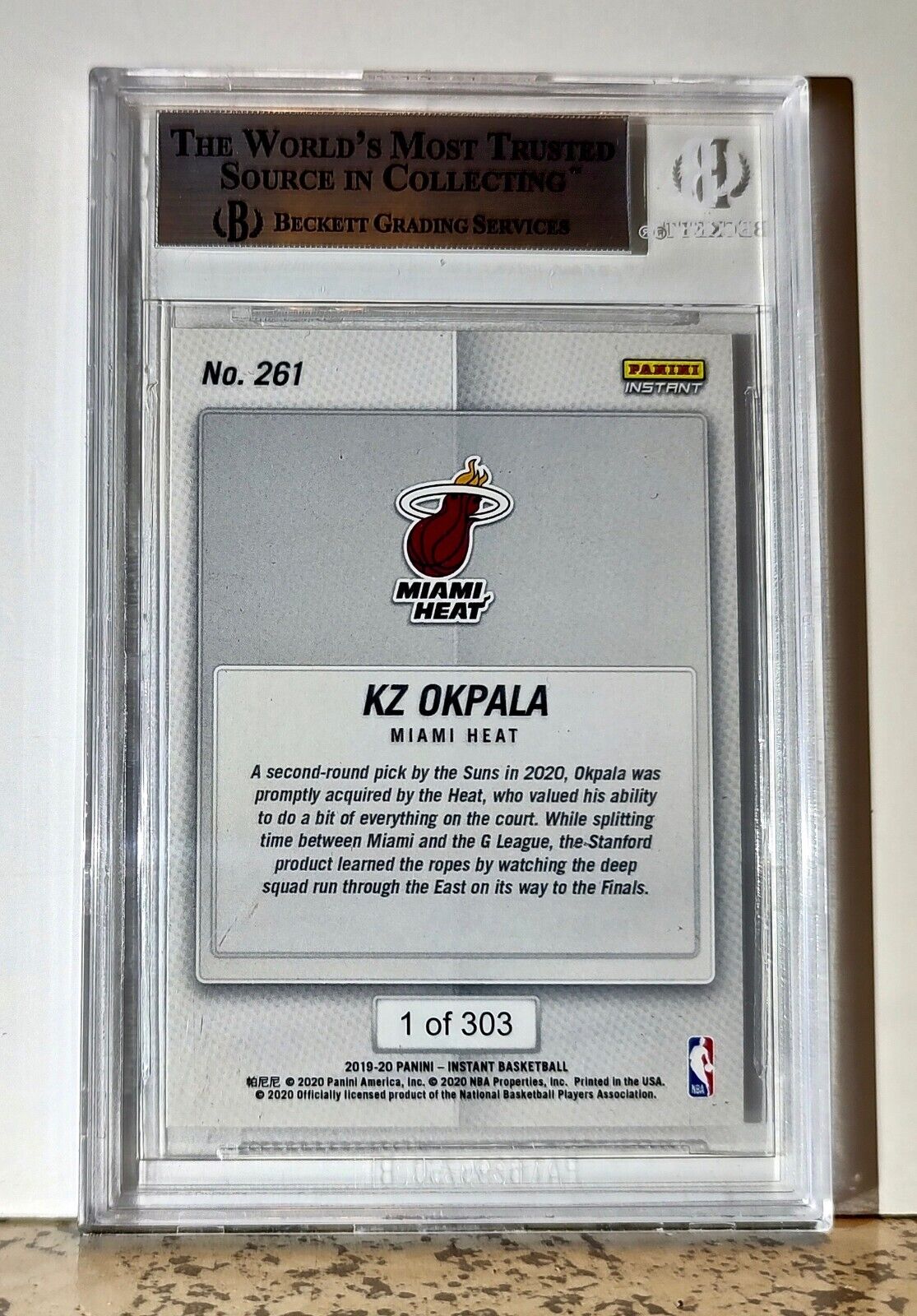 KZ Okpala 2019-20 Panini NBA #261 Rookie Basketball 1 of 303 BGS 9 Mint Heat