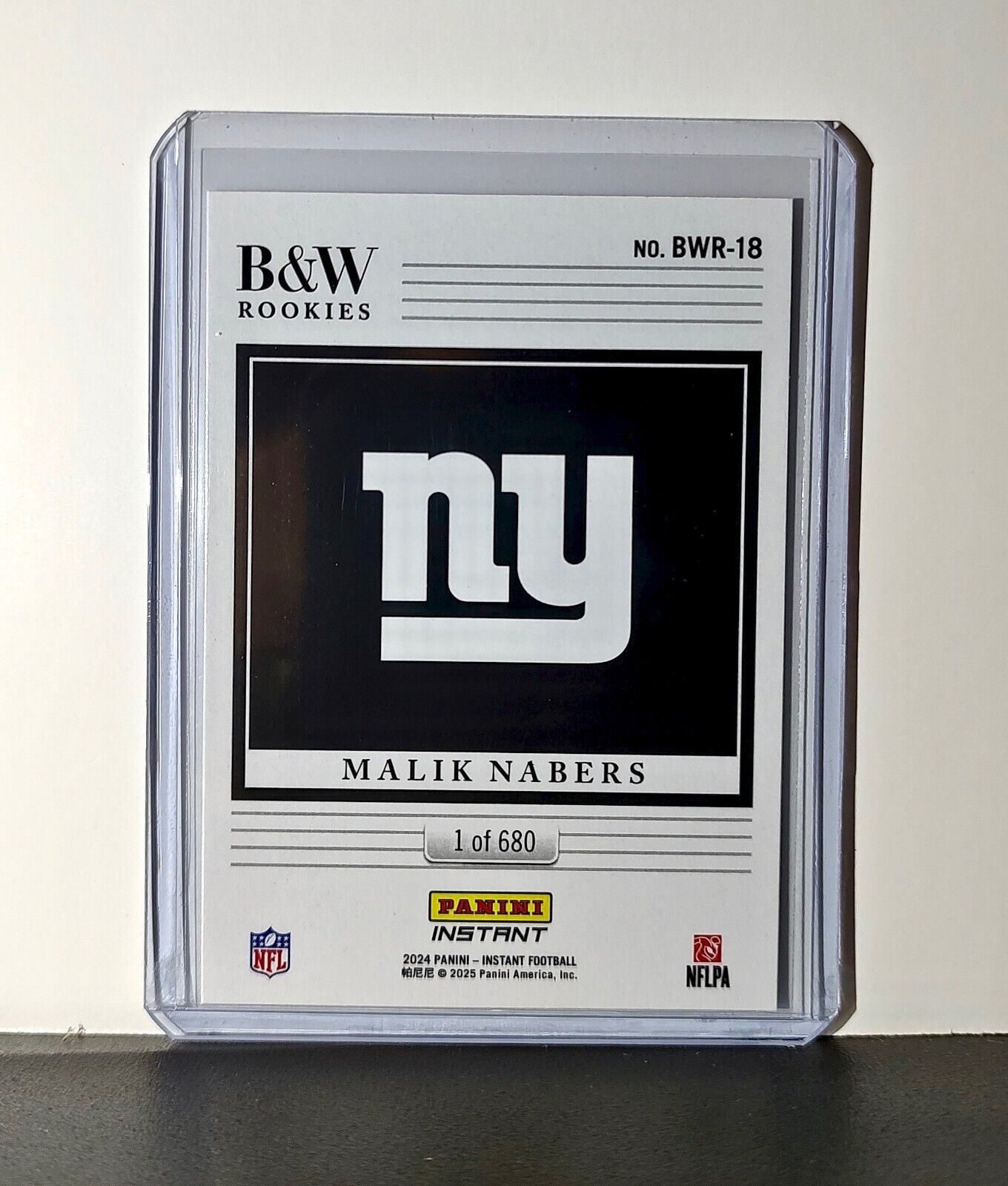 Malik Nabers 2024 Panini NFL #18 Black & White Rookies Card Giants 1 of 680