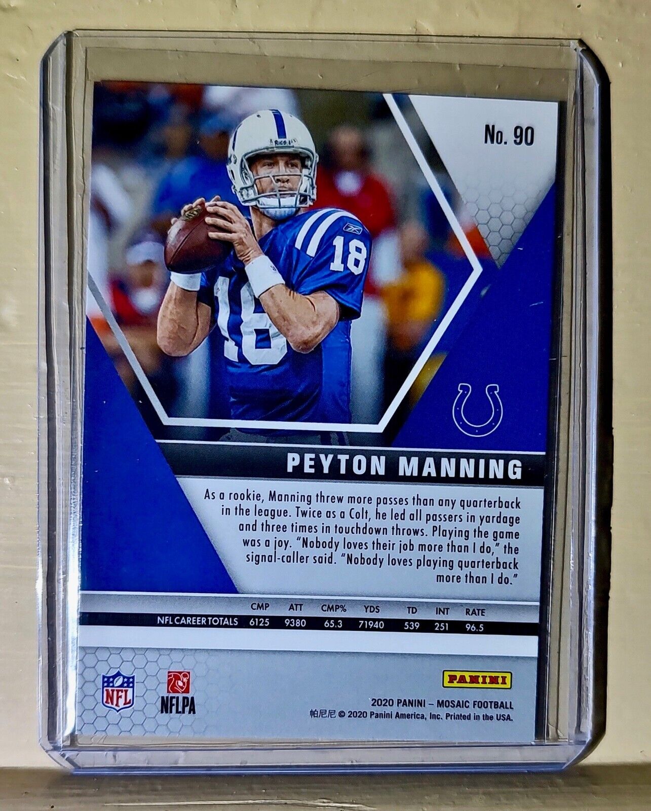Peyton Manning 2020 Panini Mosaic Silver Football #90 NFL Card Colts