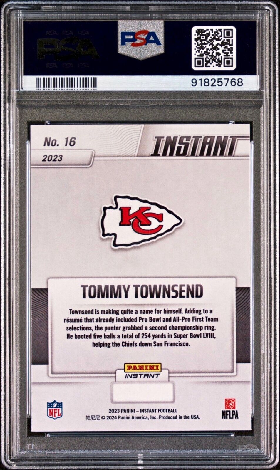 Tommy Townsend 2023 Panini NFL Superbowl Champions #16 Card PSA 9 Mint