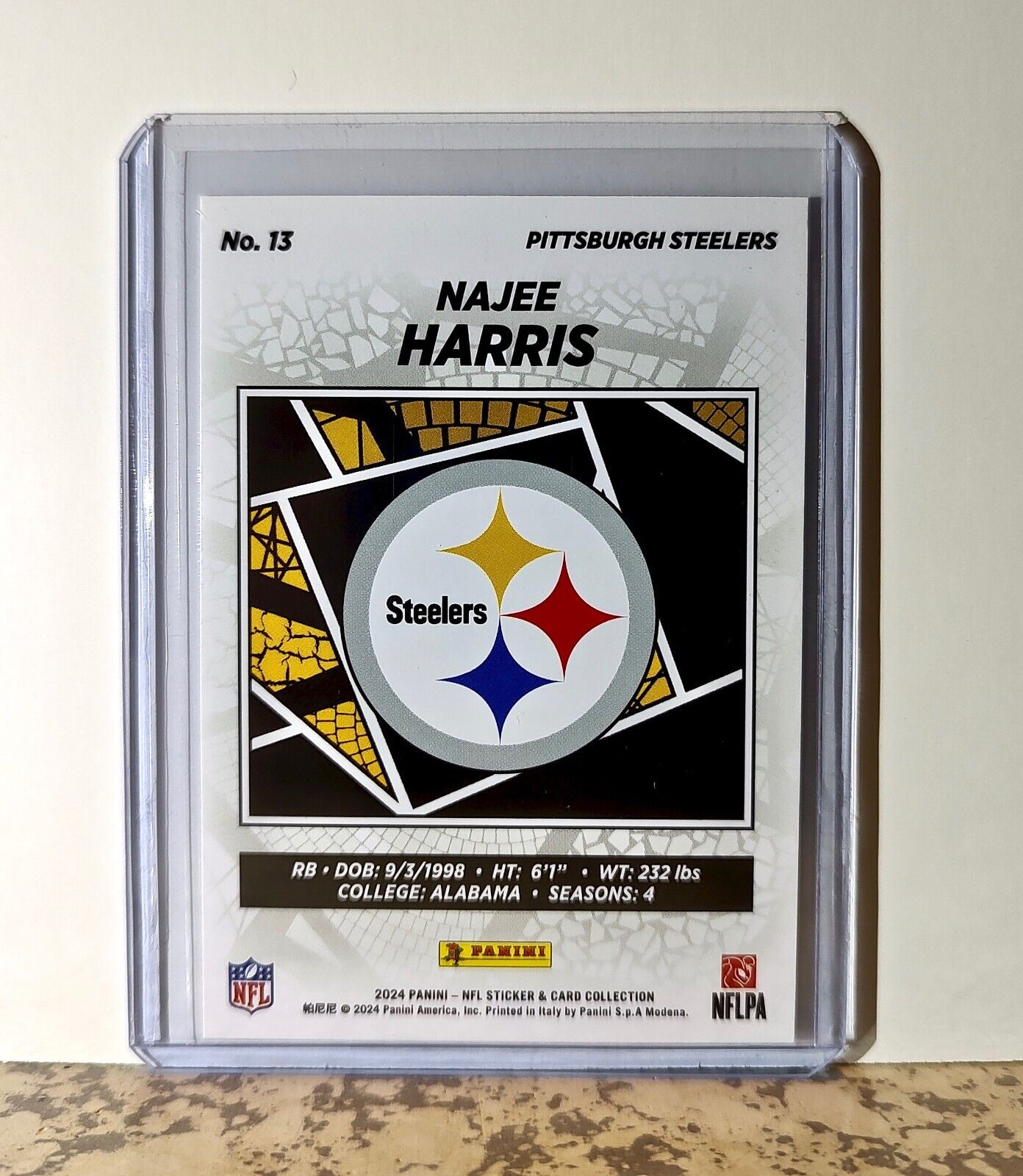 Najee Harris 2024 Panini NFL #13 Sticker Card Pittsburgh Steelers