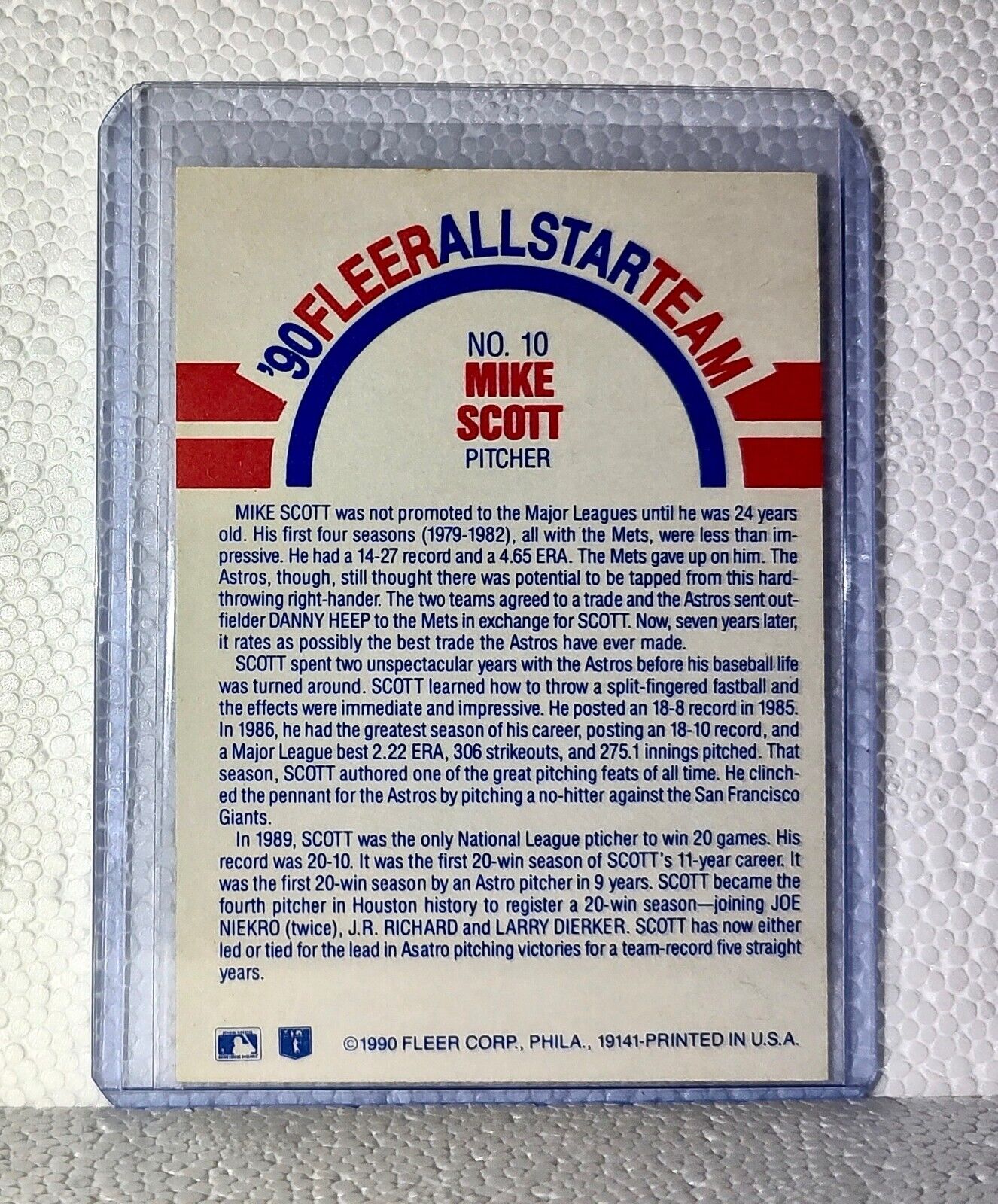 Mike Scott 1990 Fleer MLB #10 Baseball Card Houston Astros