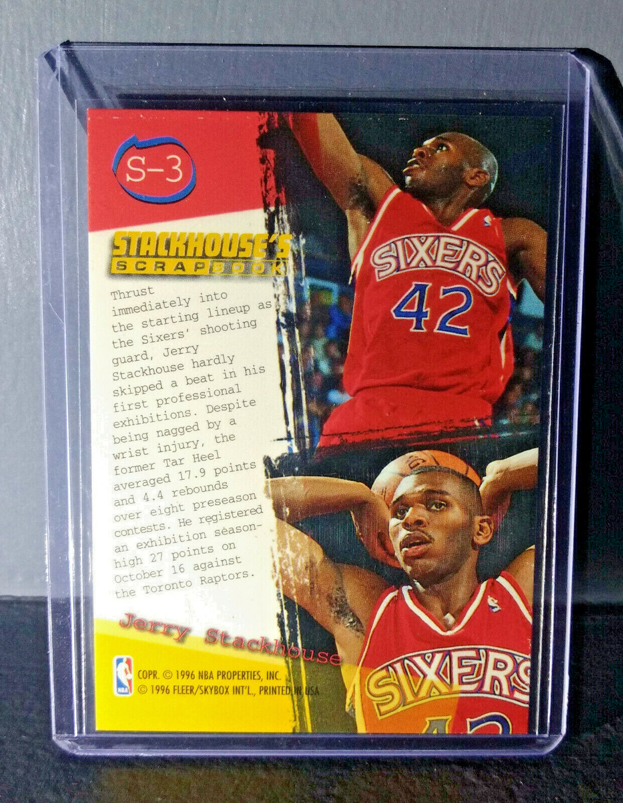 1995-96 Jerry Stackhouse Fleer Ultra Stackhouse's Scrapbook #S-3 Basketball Card