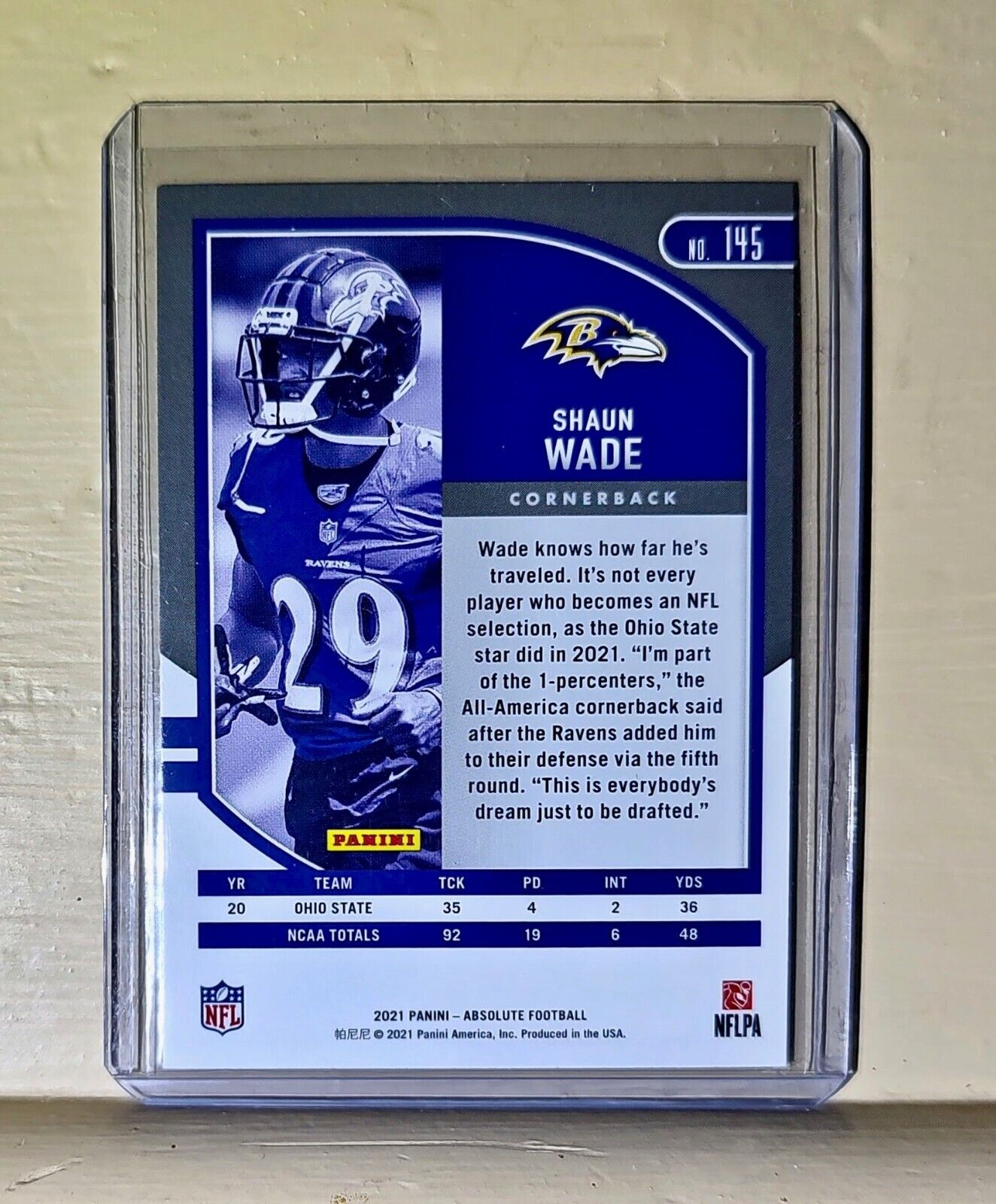 Shaun Wade 2021 Panini NFL Absolute Football #145 Rookie Card Ravens