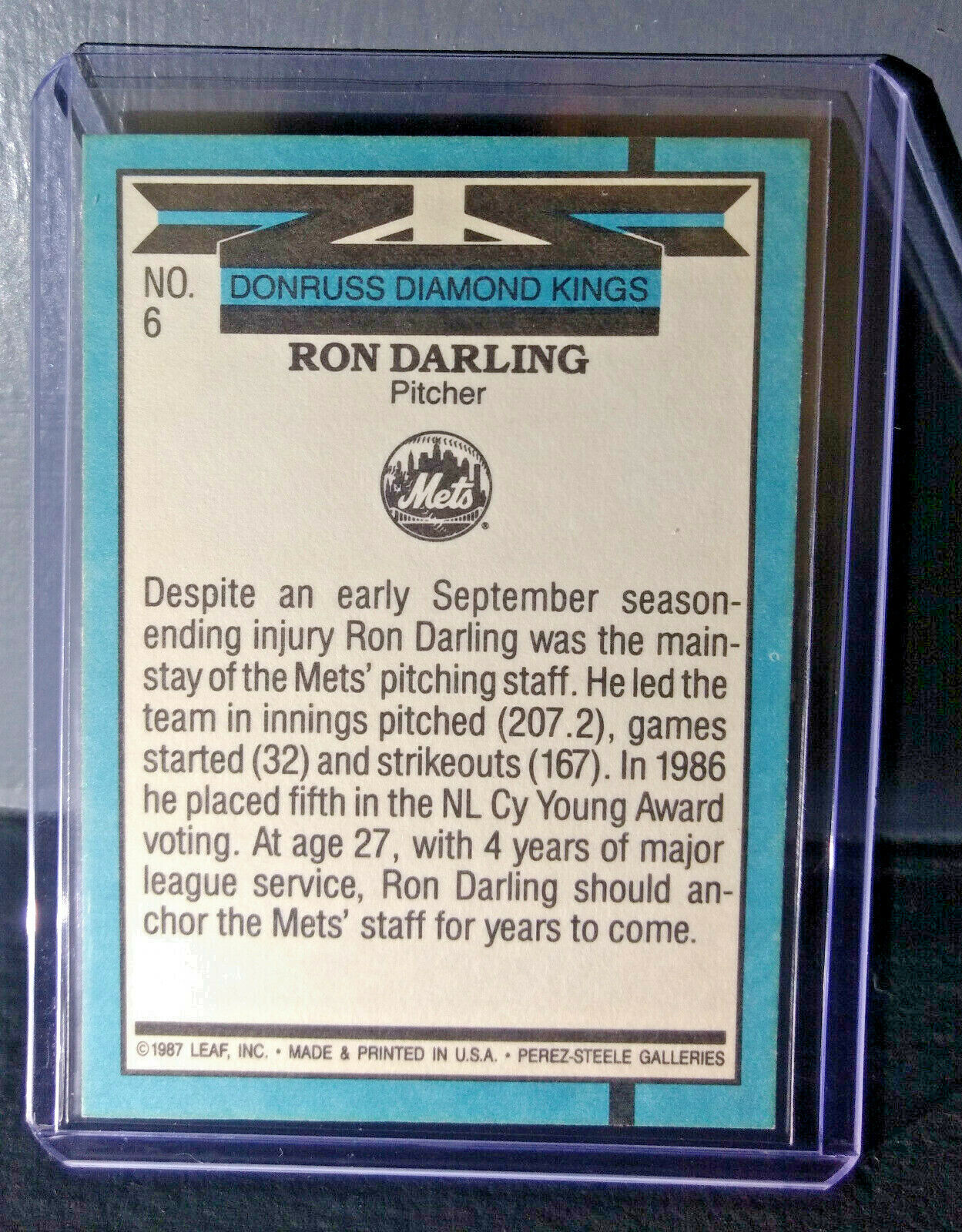 1988 Ron Darling Donruss Diamond Kings #6 Baseball Card