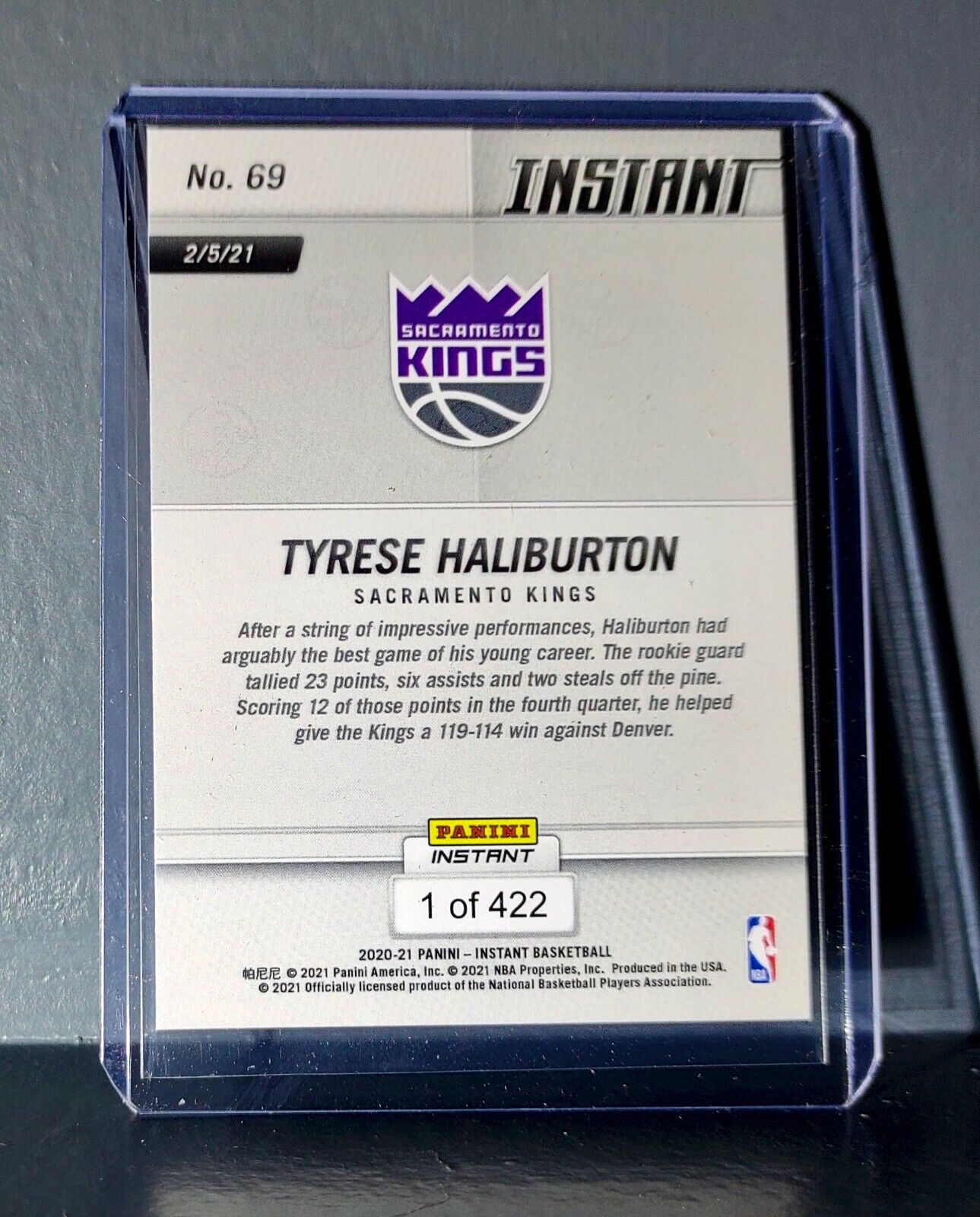 Tyrese Haliburton 2020-21 Panini Instant NBA #69 Basketball Rookie Card 1 of 422