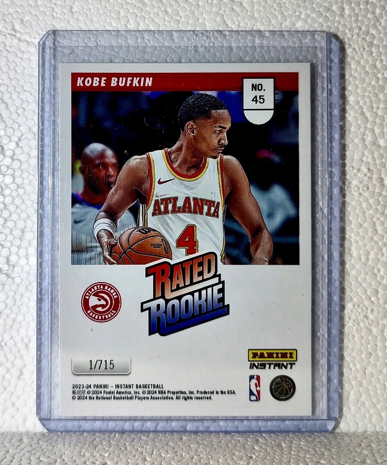 Kobe Bufkin 2023-24 Panini NBA #45 Rated Rookie Retro Card Atlanta Hawks 1/715