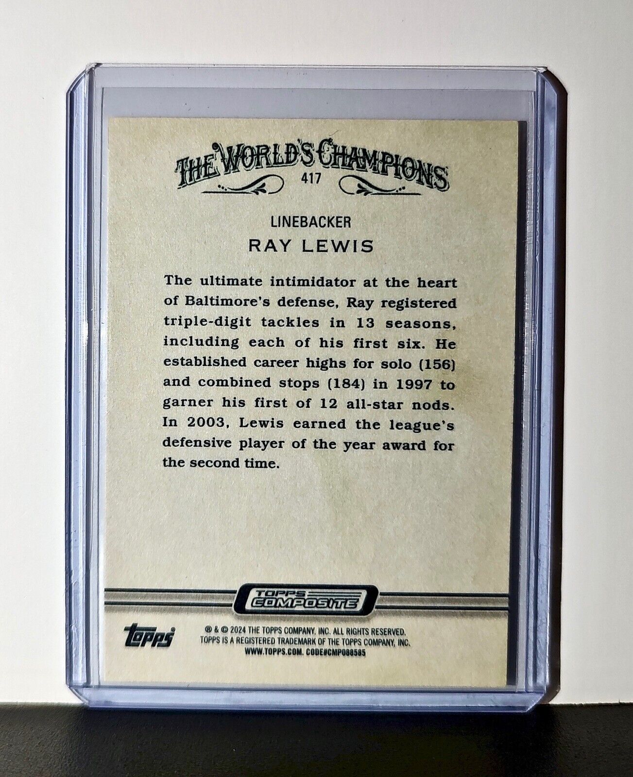 Ray Lewis 2023 Topps Allen & Ginter NFL #417 Card Baltimore Ravens