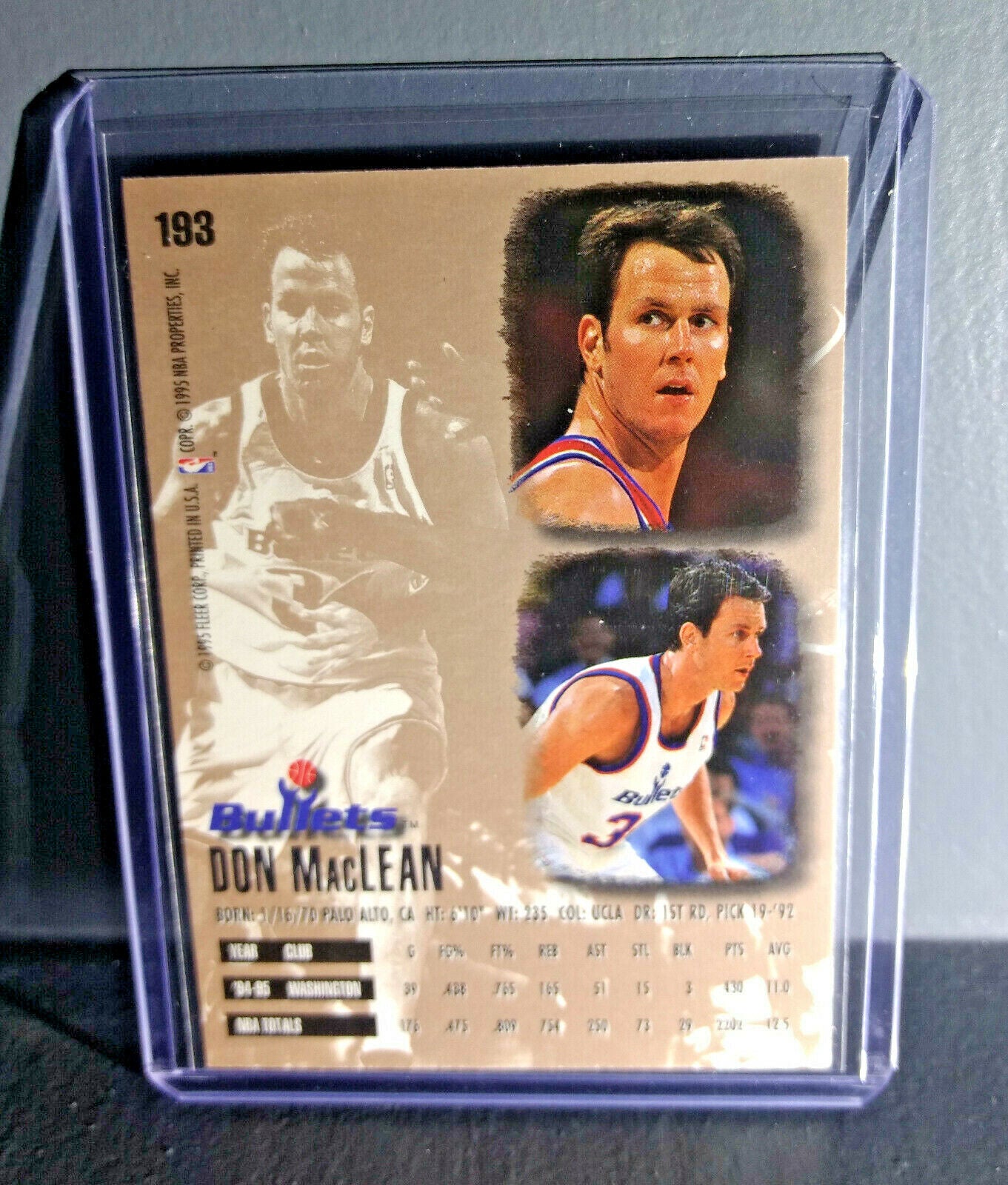 1995-96 Don MacLean Fleer Ultra #193 Basketball Card