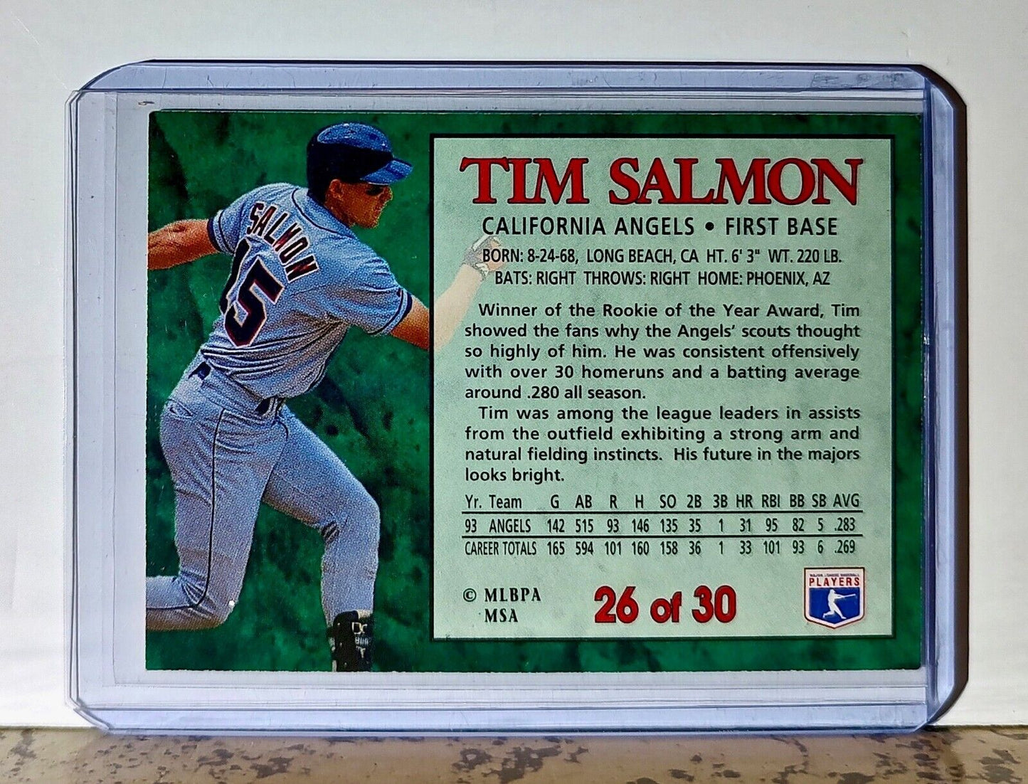 Tim Salmon 1994 Post Collection Rookie Star MLB #26 Card California Angels