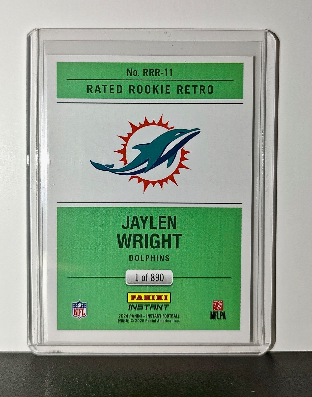 Jaylen Wright Rookie 2024 Panini Rated Rookie Retro NFL #11 Dolphins 1 of 890