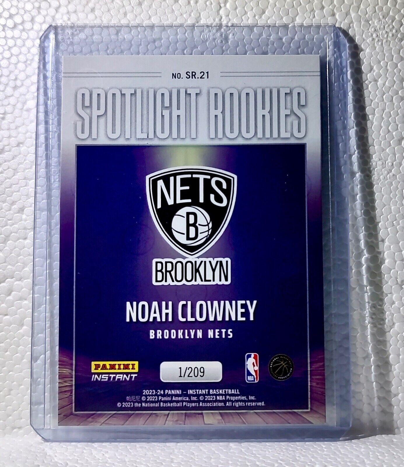 Noah Clowney 2023-24 Panini #21 NBA Spotlight Rookies Basketball Card Nets 1/209