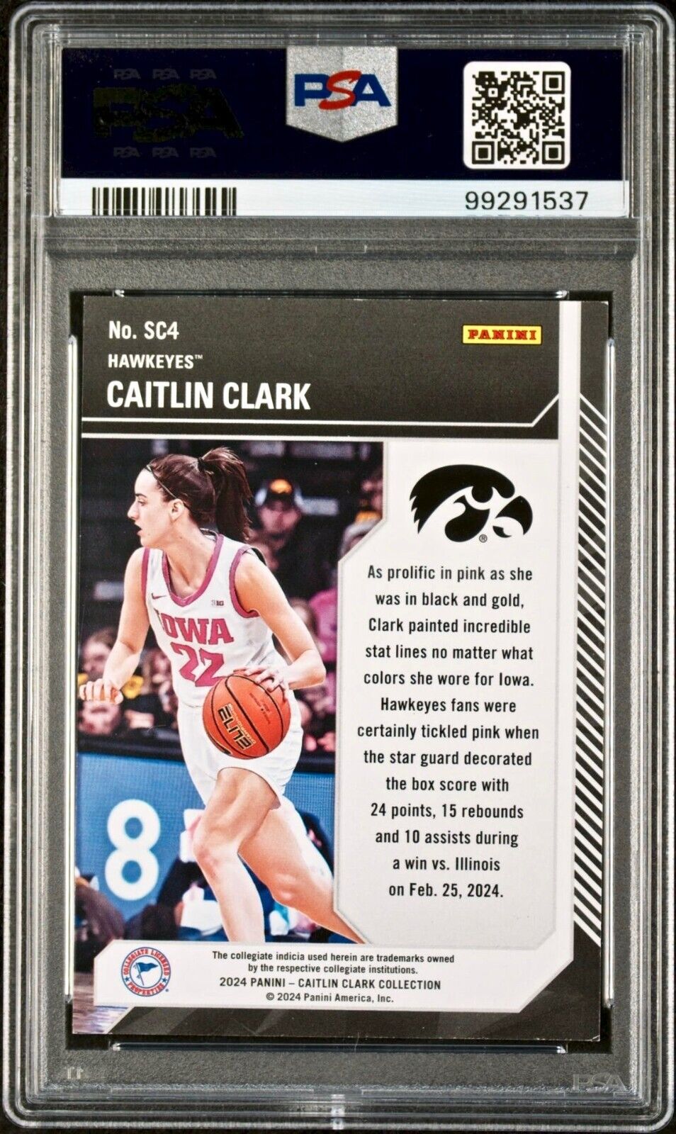 Caitlin Clark 2024 Panini College Contenders School Colors #SC4 PSA 7 NM
