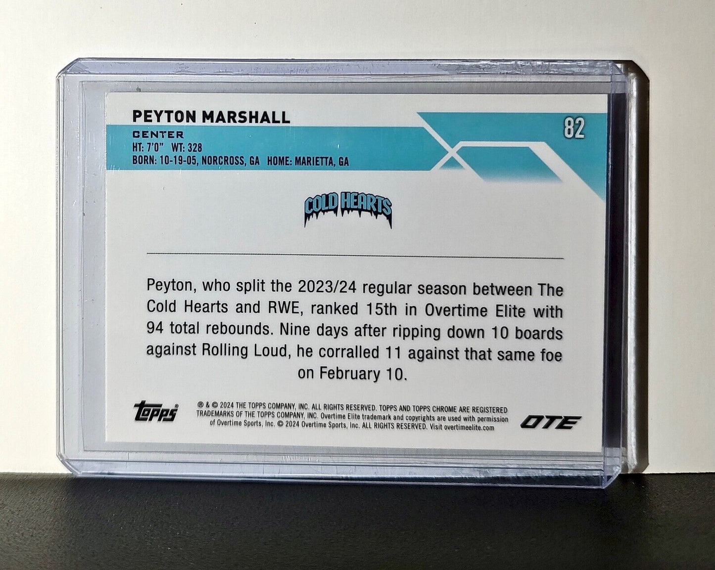 Peyton Marshall Rookie Card 2023-24 Topps Chrome Overtime #82 Cold Hearts