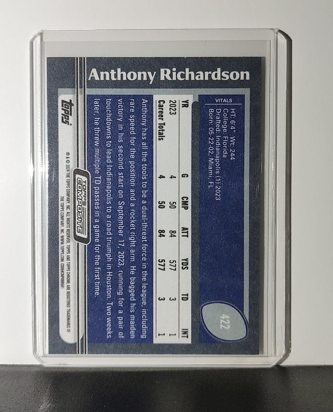 Anthony Richardson Rookie 2023 Topps NFL #422 Card Indianapolis Colts