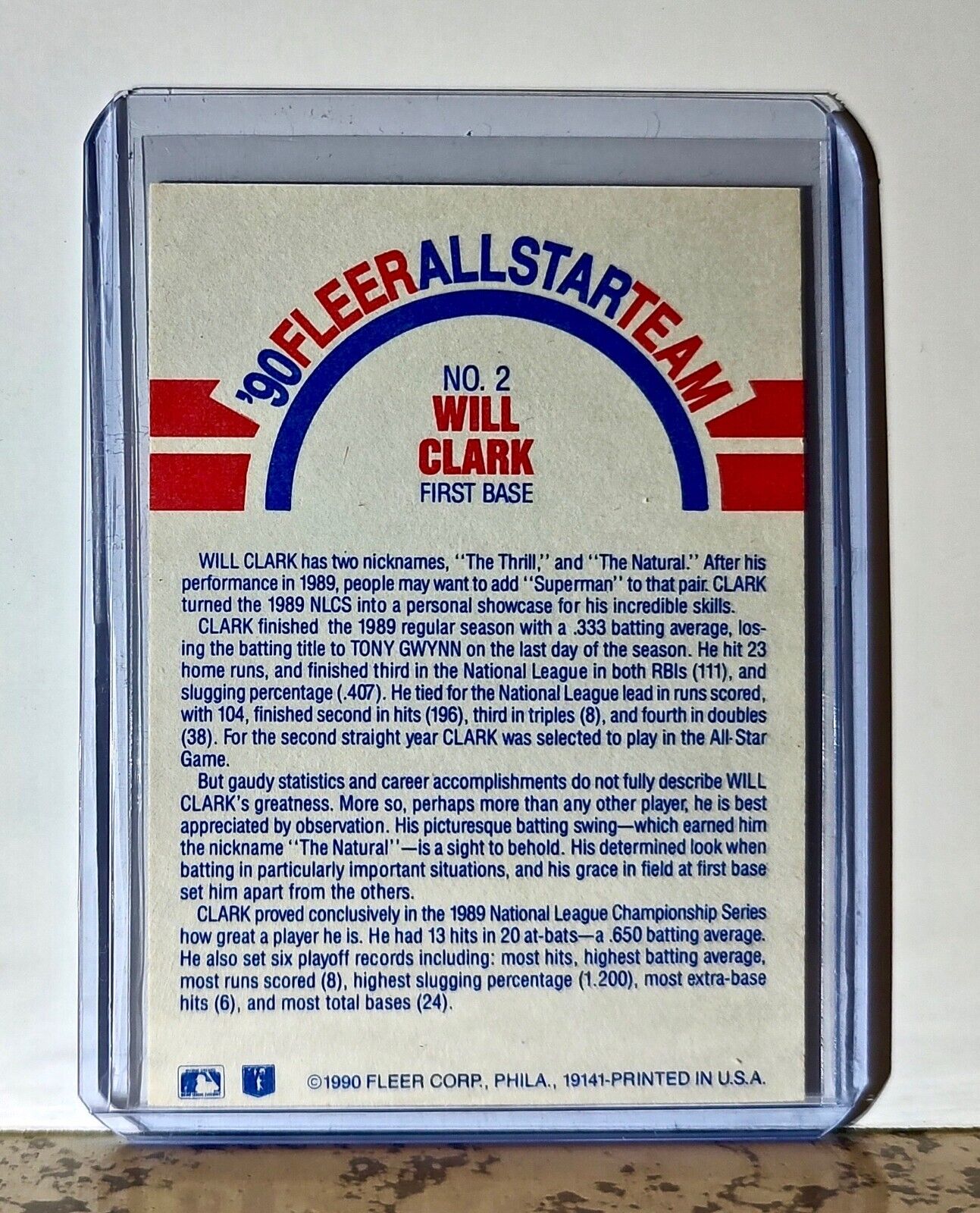 Will Clark 1990 Fleer All-Star Team MLB #2 Baseball Card San Francisco Giants