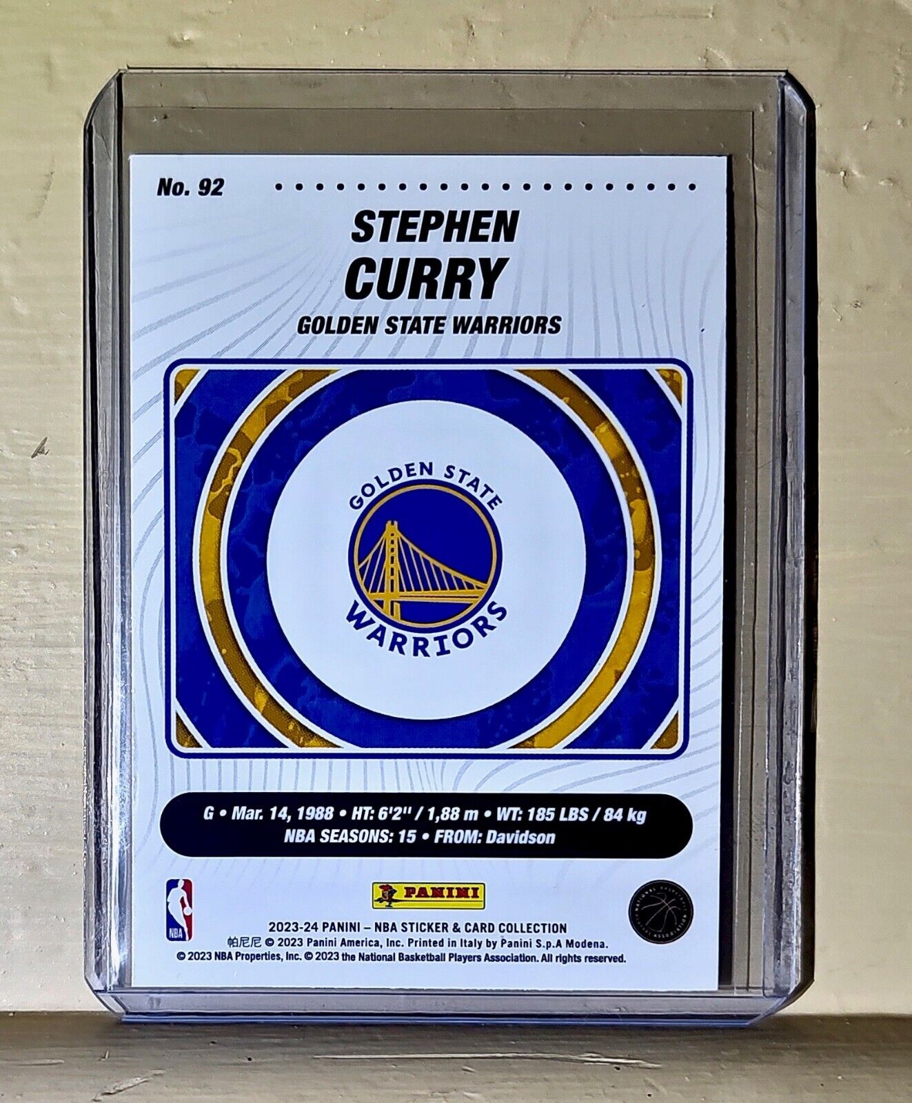 Stephen Curry 2023-24 Panini NBA Basketball #92 Card Golden State Warriors
