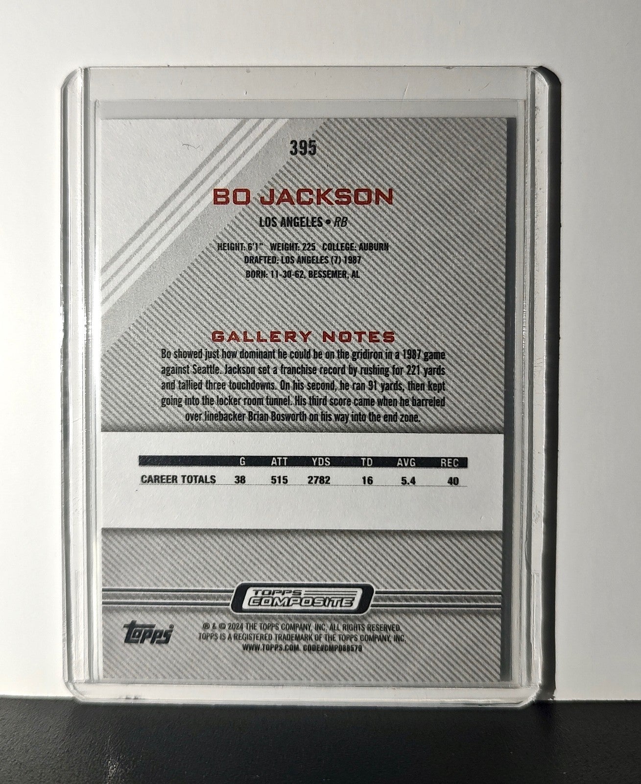 Bo Jackson 2023 Topps Gallery NFL #395 Card Los Angeles Raiders