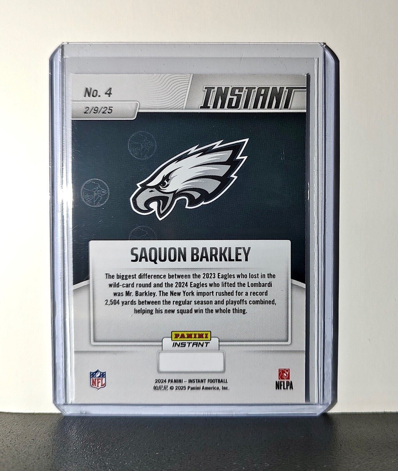 Saquon Barkley 2024 Panini Super Bowl LIX Champions NFL #4 Football Card Eagles
