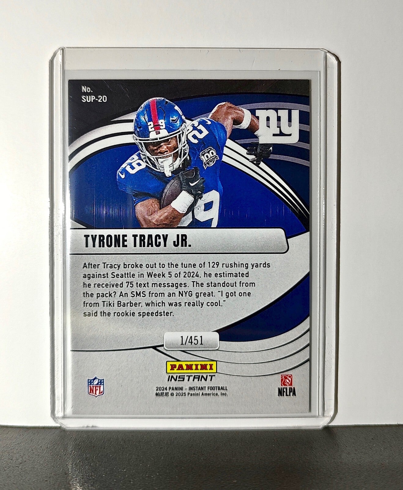 Tyrone Tracy Jr. Rookie 2024 Panini Supernova NFL #20 Football NY Giants 1/451