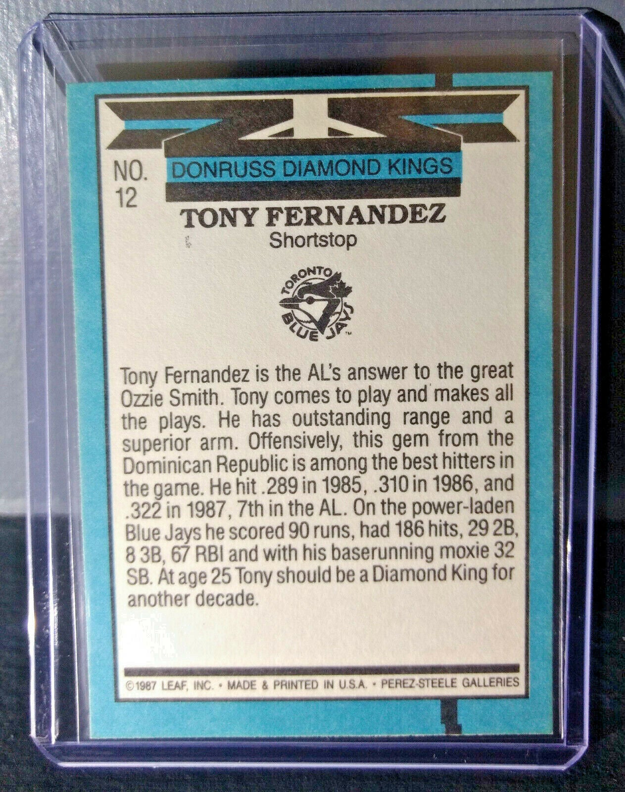 1988 Tony Fernandez Donruss Diamond Kings #12 Baseball Card
