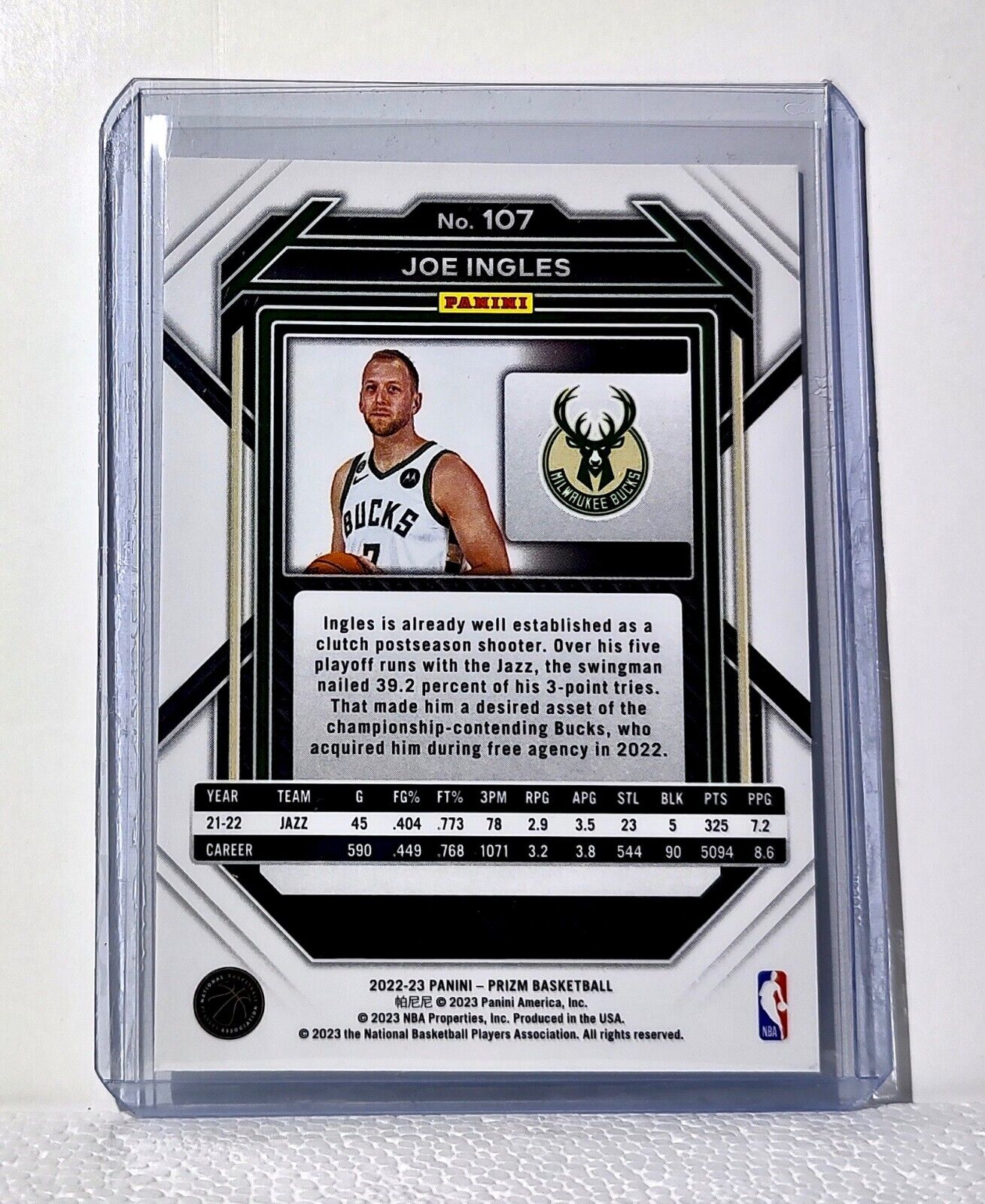 Joe Ingles 2022-23 Panini Prizm NBA #107 Basketball Card Milwaukee Bucks