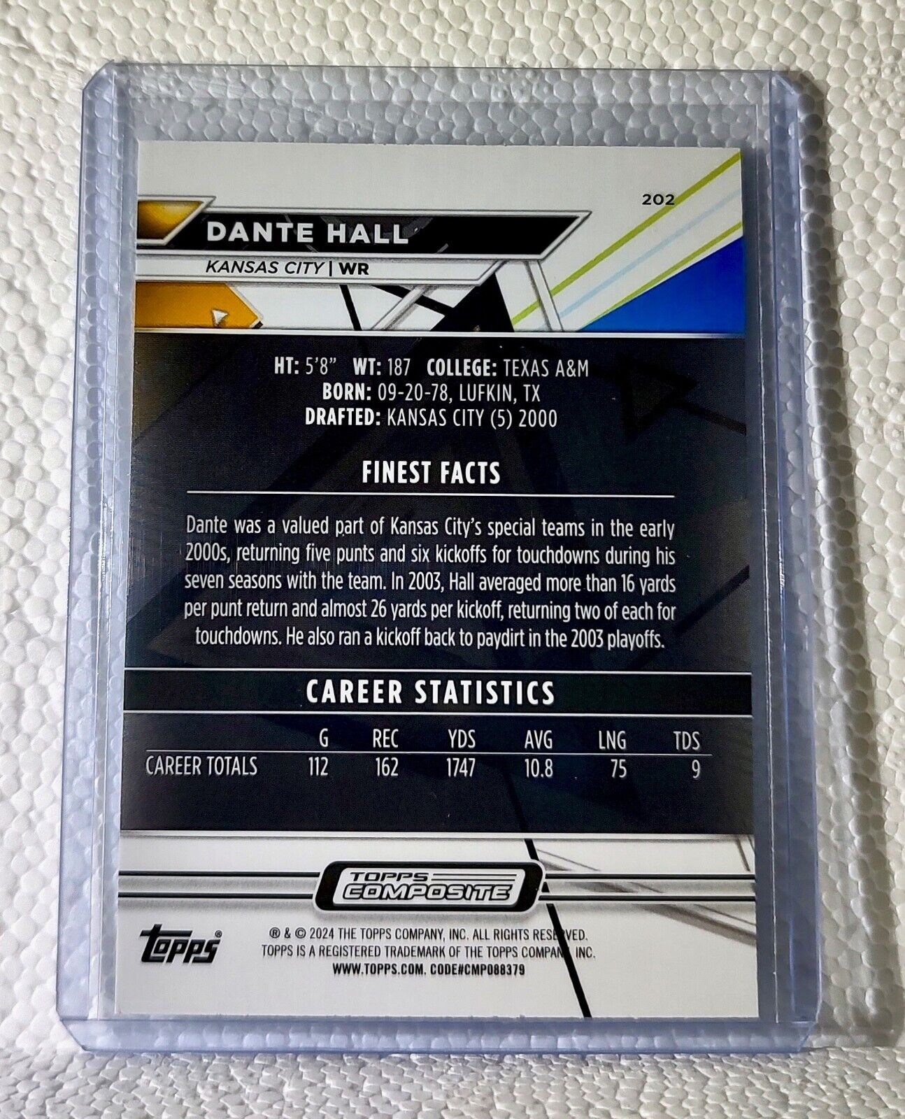 Dante Hall 2023 Topps Finest NFL #202 NFL Football Card Kansas City Chiefs