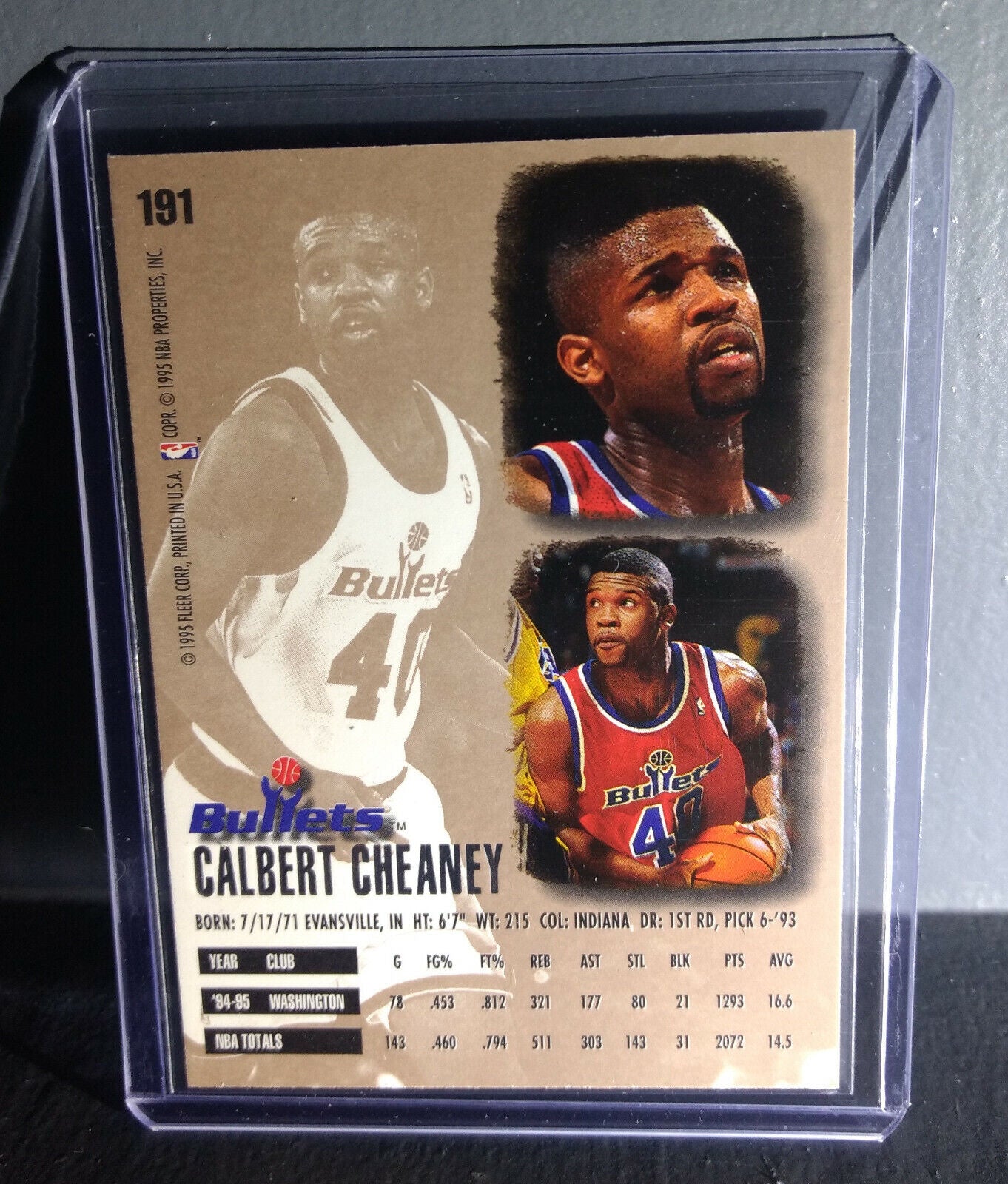 1995-96 Calbert Cheaney Fleer Ultra #191 Basketball Card