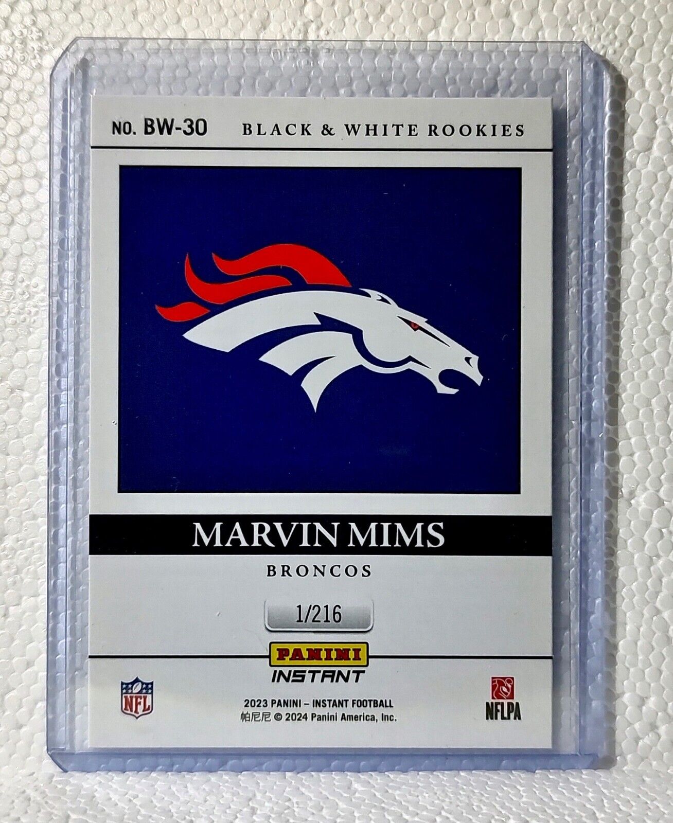 Marvin Mims 2023 Panini NFL #30 Black & White Rookies Card Denver Broncos 1/216