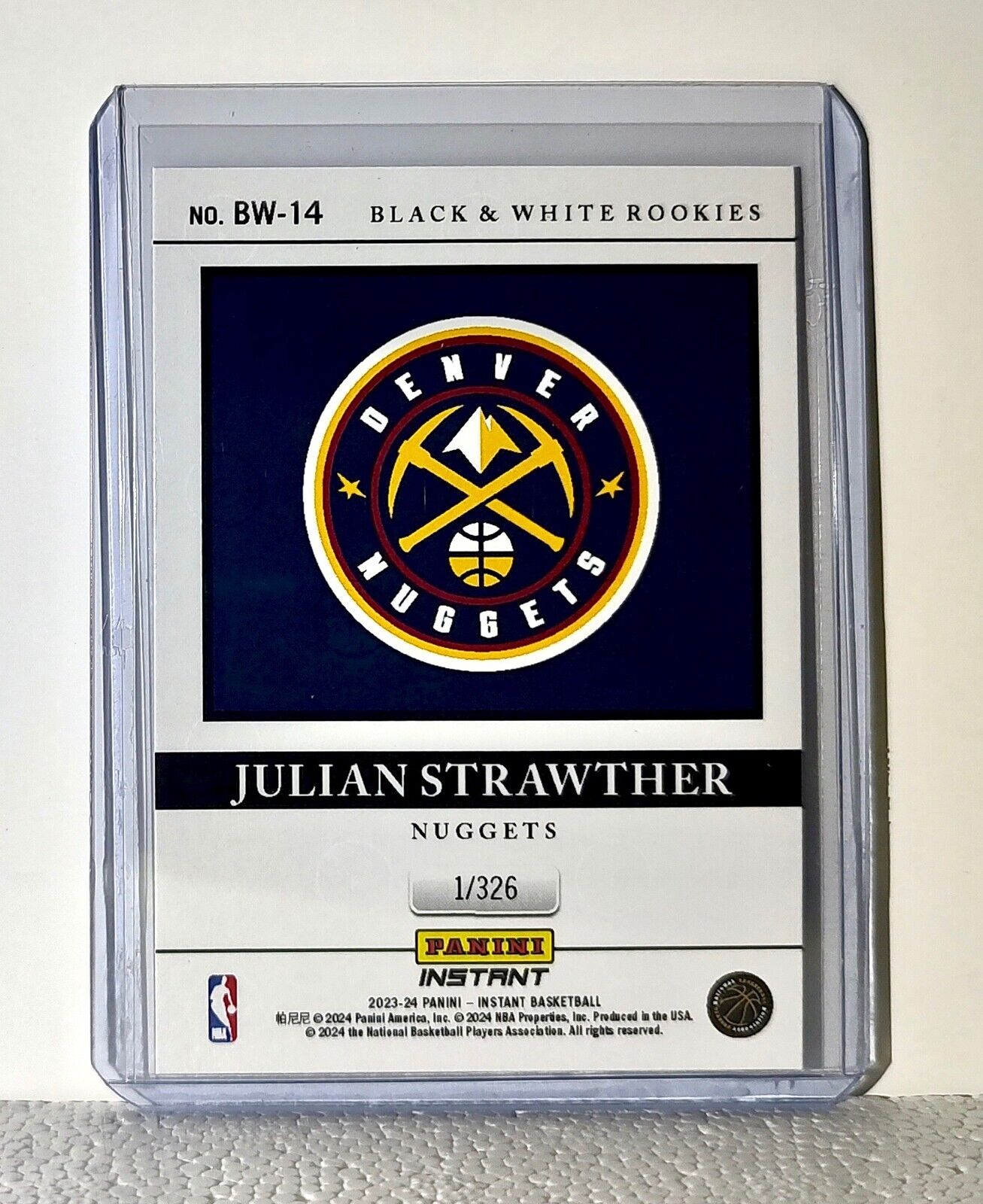 Julian Strawther 2023-24 Panini NBA #14 Black and White Rookies Card 1/326