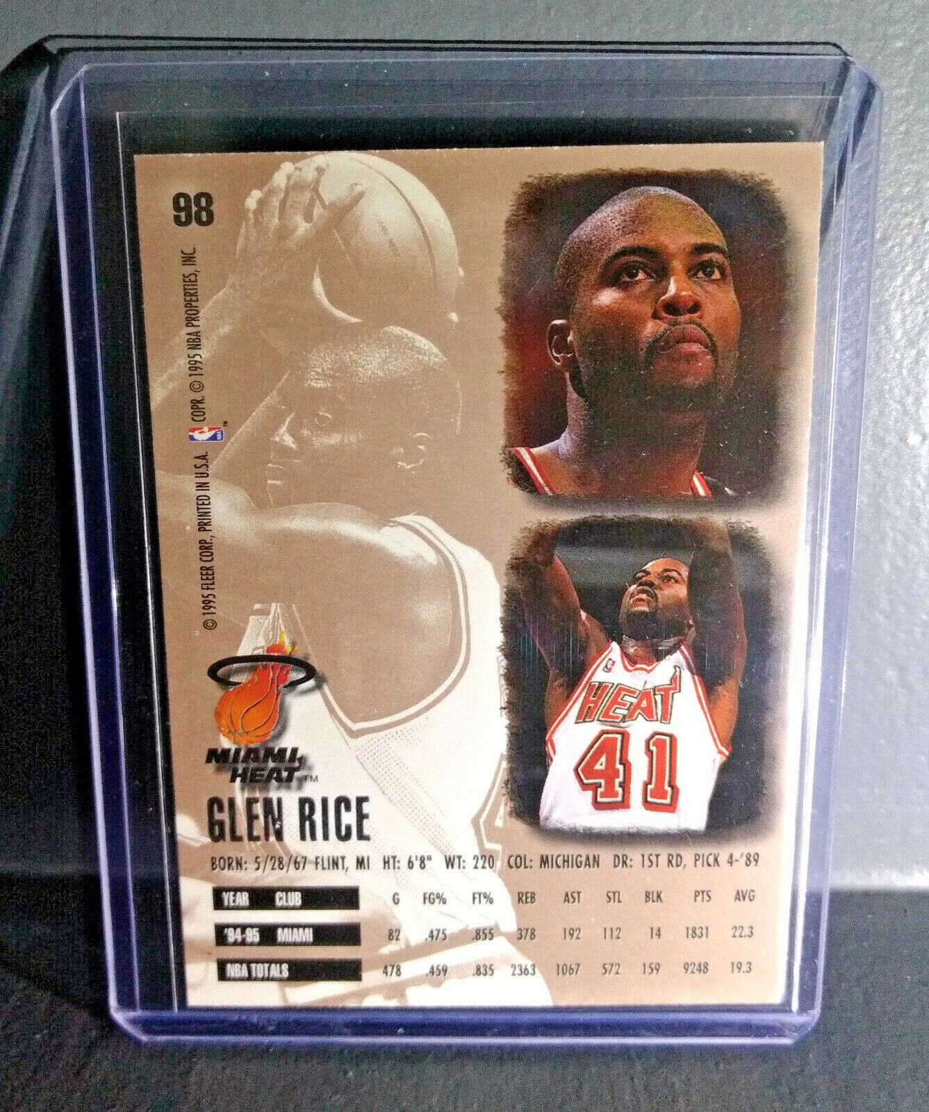 1995-96 Glen Rice Fleer Ultra #98 Basketball Card