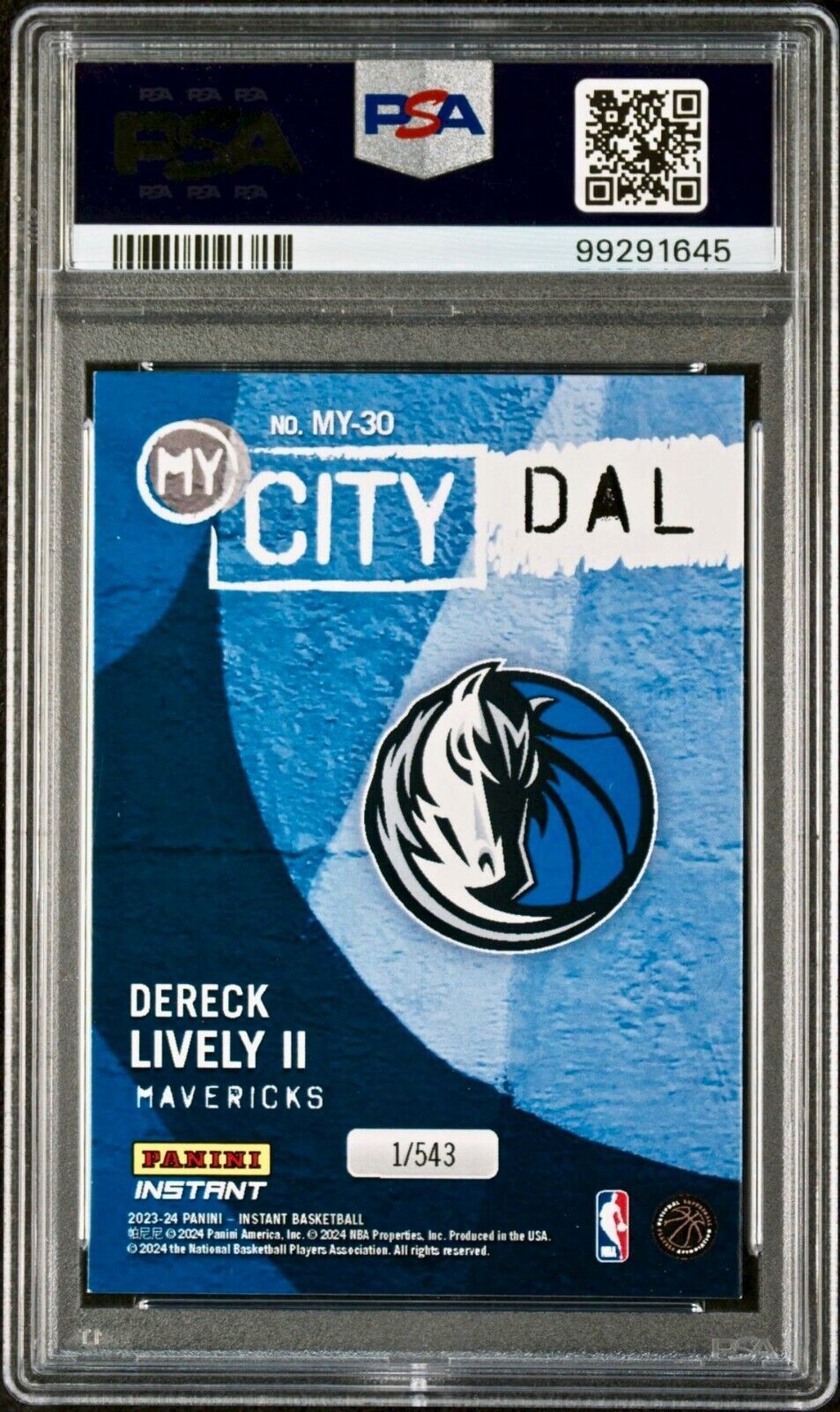 Dereck Lively II 2023 Panini MyCity Rookie NBA #MY-30 Basketball Card PSA 9 Mint