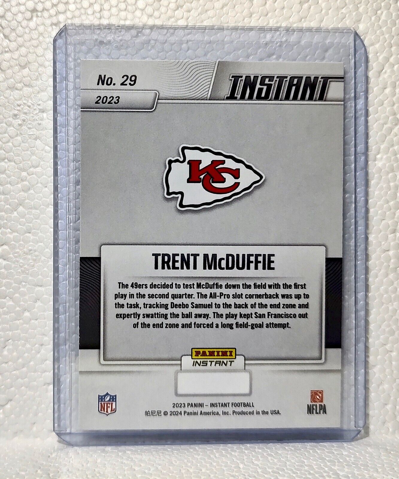 Trent McDuffie 2023 Panini NFL Superbowl Champions #29 Card Kansas City Chiefs
