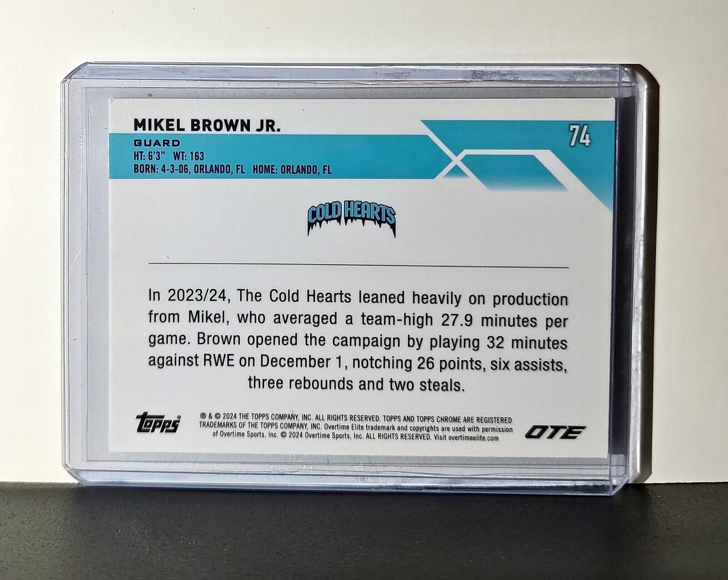 Mikel Brown Jr. Rookie Card 2023-24 Topps Chrome Overtime #74 Cold Hearts