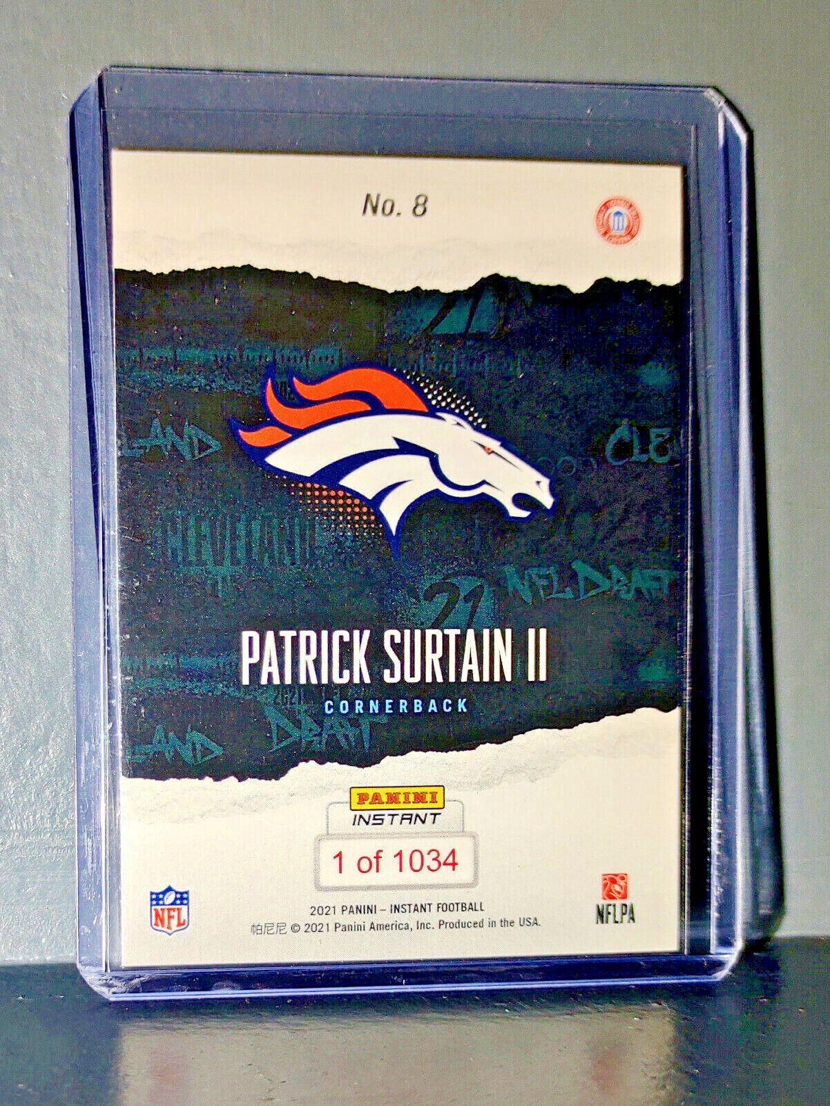 Patrick Surtain II 2021 Panini NFL Instant Draft Night #8 Rookie Card 1 of 1034