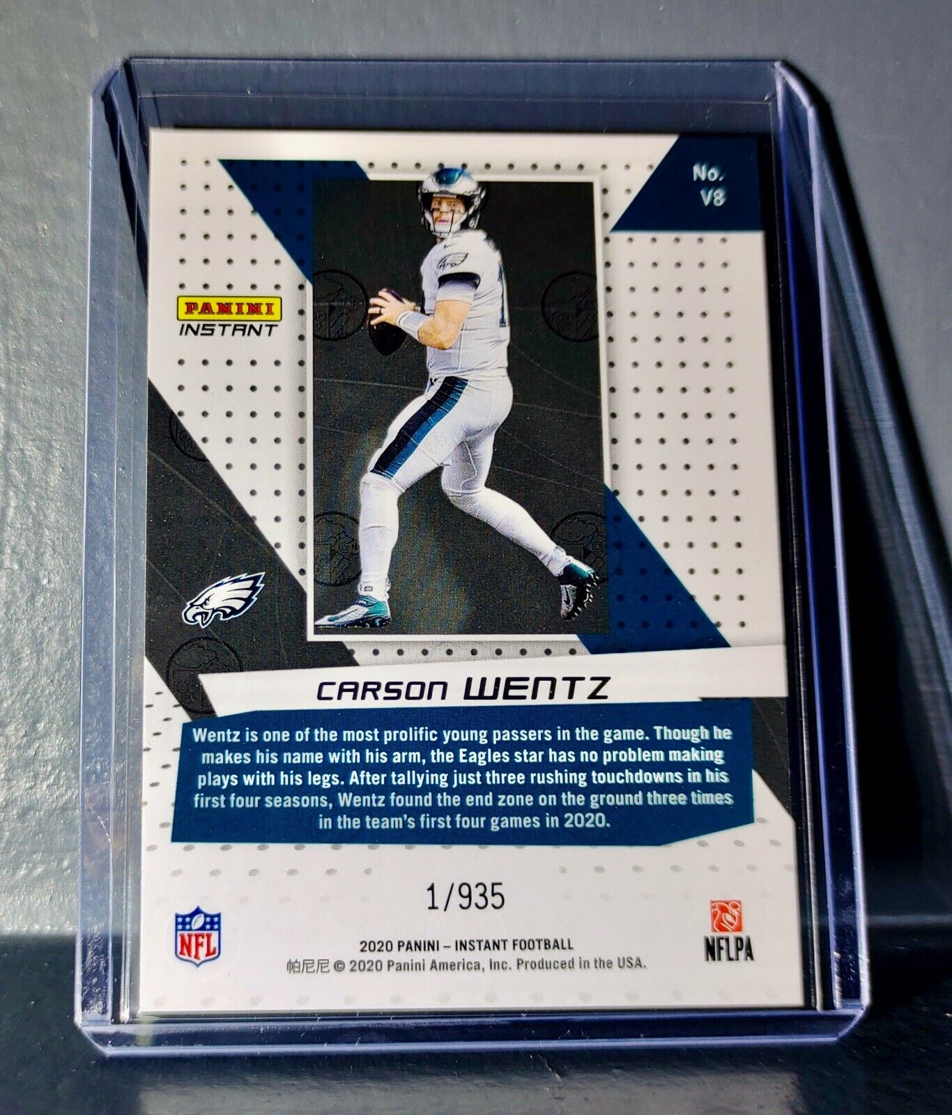 Carson Wentz 2020 Panini NFL Instant Vortex #8 Football Card 1/935
