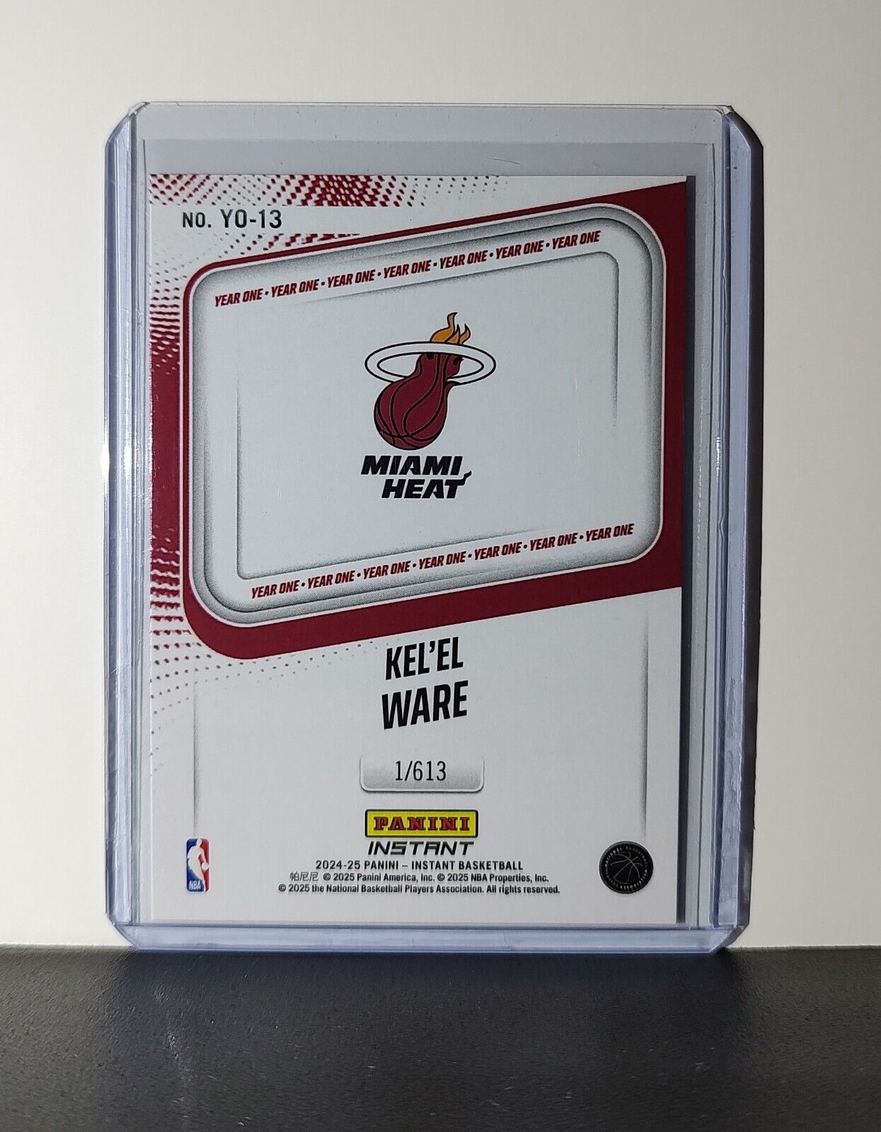 Kel'el Ware Rookie Card 2024-25 Panini Year One #13 Basketball Miami Heat 1/613