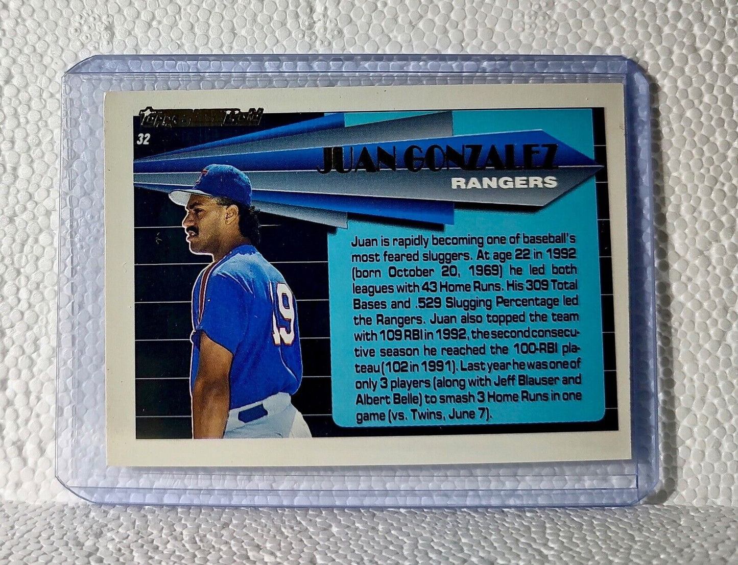 Juan Gonzalez 1994 Topps Black Gold MLB #32 Baseball Card Texas Rangers