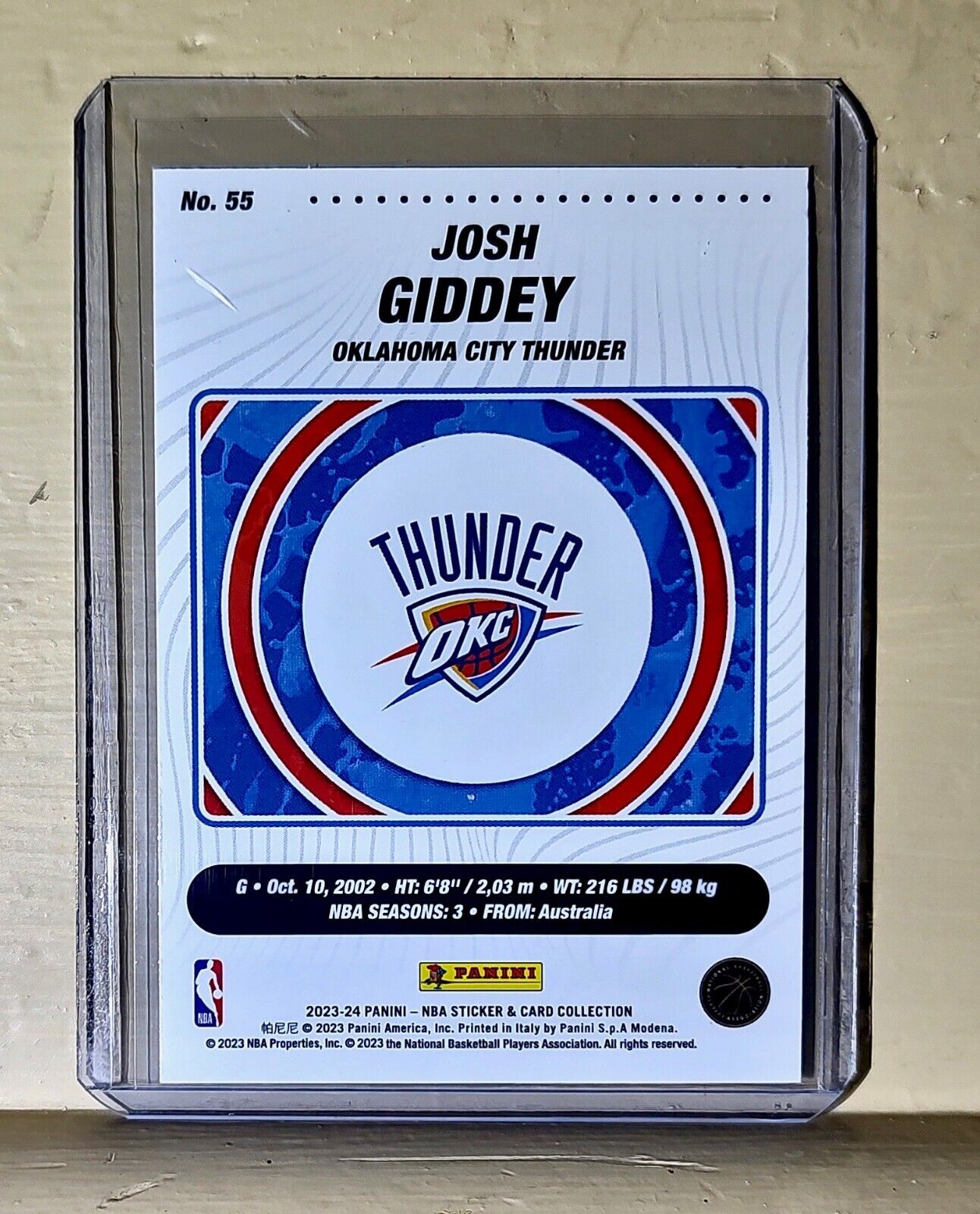 Josh Giddey 2023-24 Panini NBA Basketball #55 Card Oklahoma City Thunder