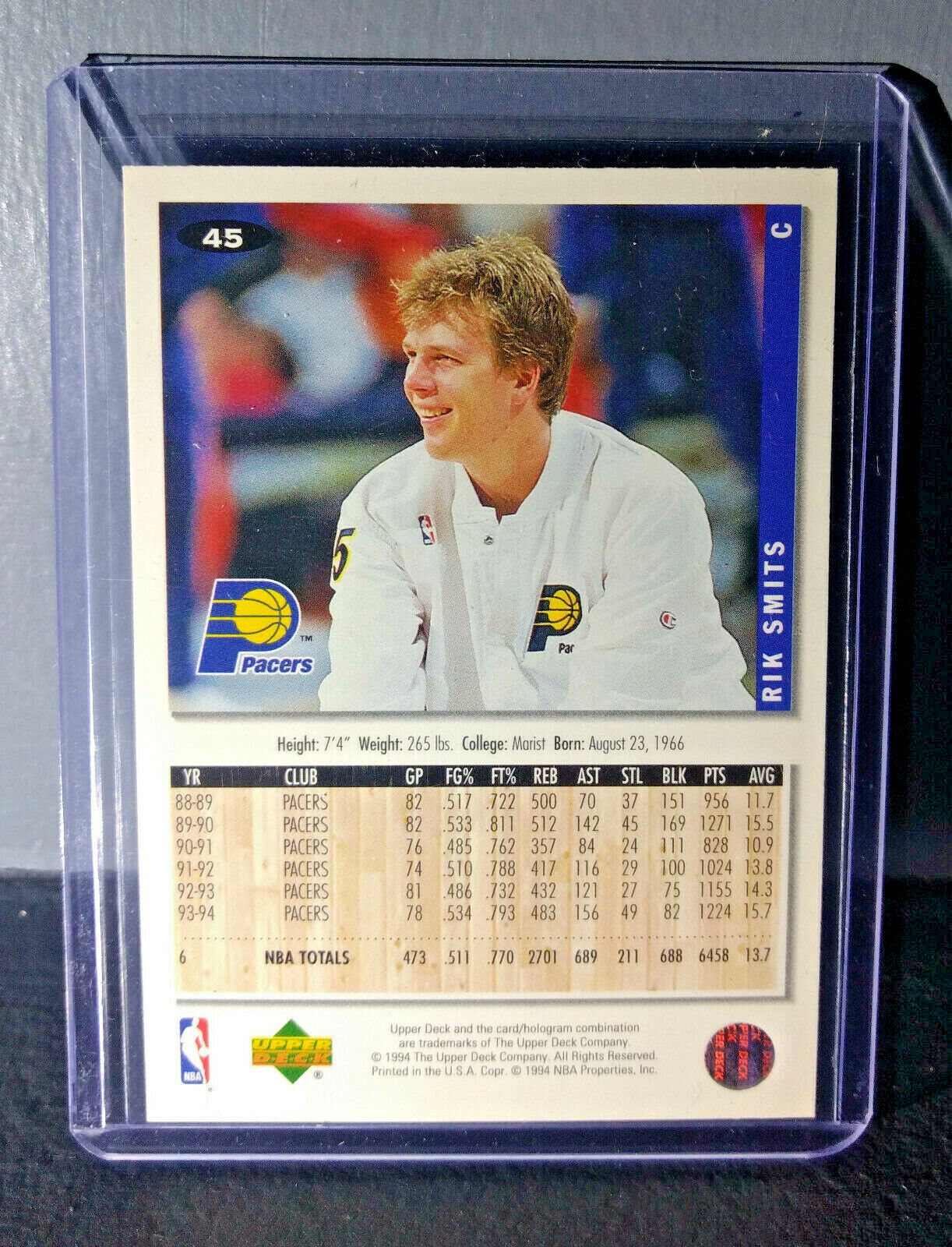 1994-95 Rik Smits Upper Deck Collector's Choice #45 Basketball Card