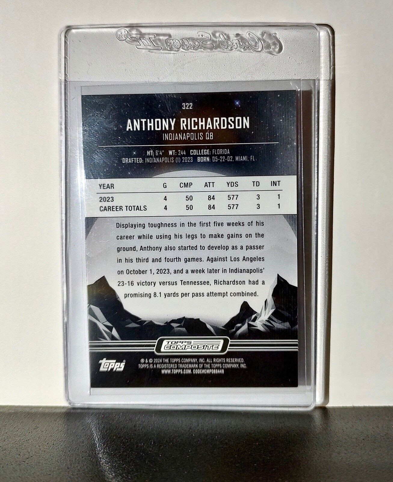 Anthony Richardson 2023 Topps Midnight NFL #322 Rookie Card Indianapolis Colts