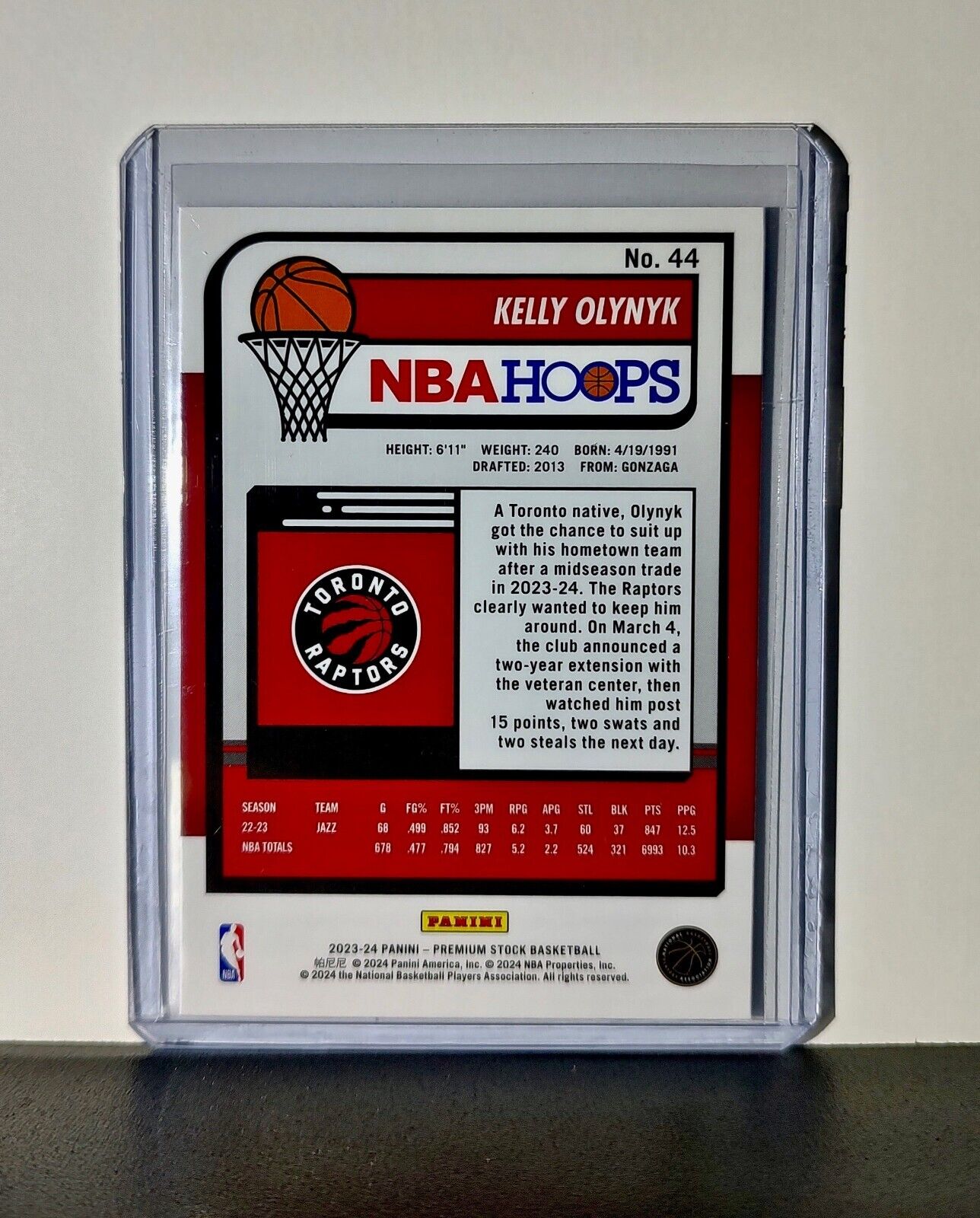 Kelly Olynyk 2023-24 Panini Premium Stock NBA Hoops #44 Card Toronto Raptors
