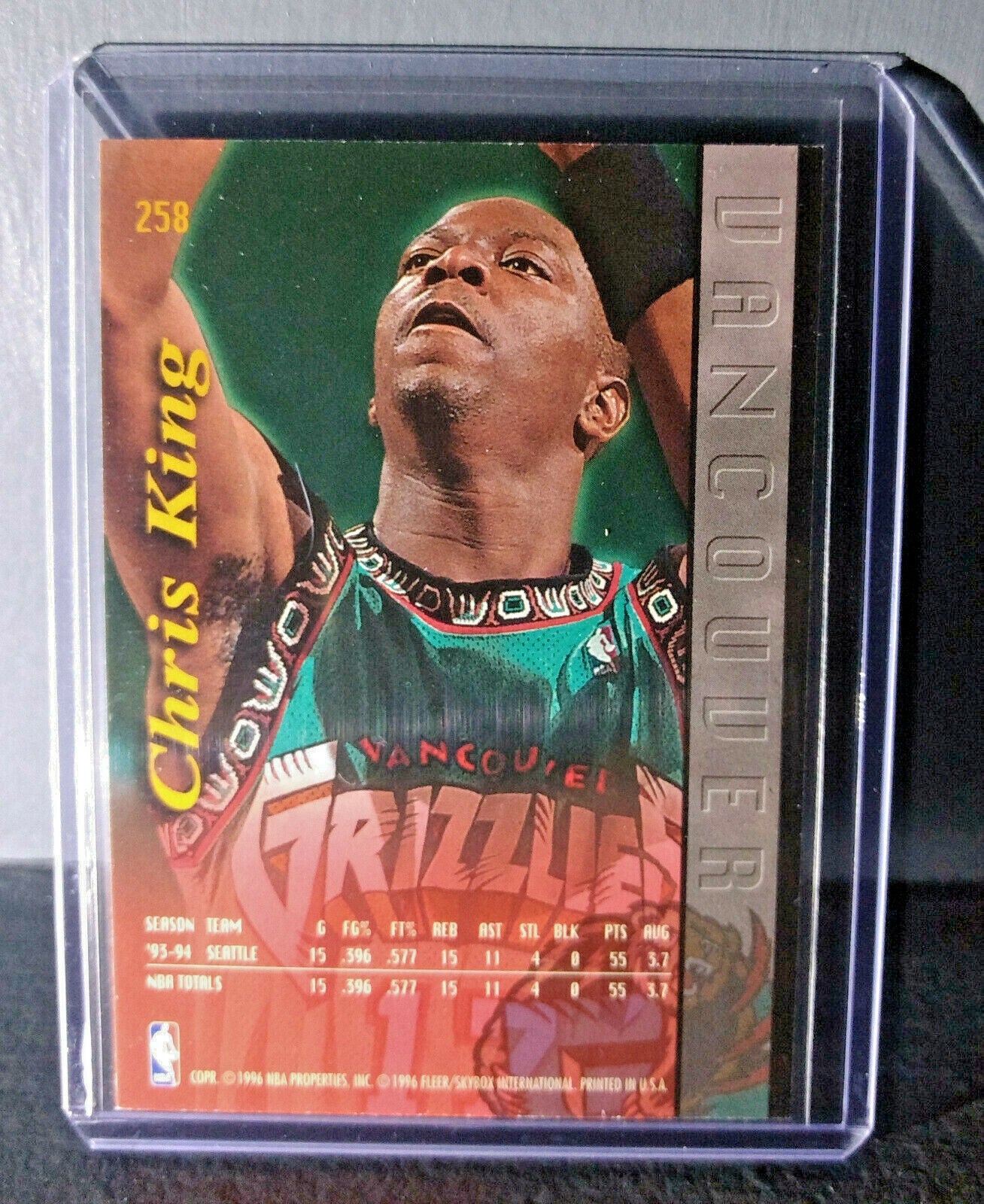 1995-96 Chris King Fleer Ultra #258 Grizzlies Expansion Team Basketball Card