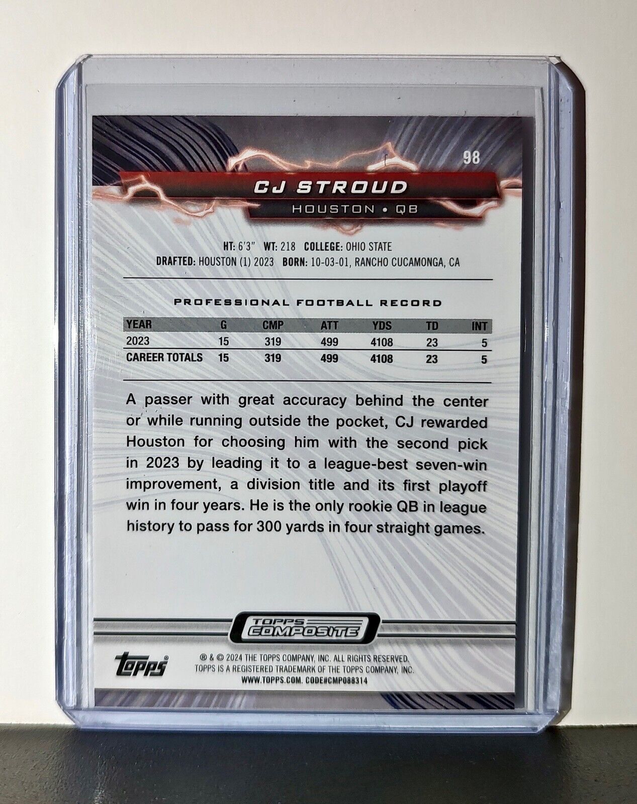 CJ Stroud Rookie 2023 Topps Resurgence NFL #98 Card Houston Texans