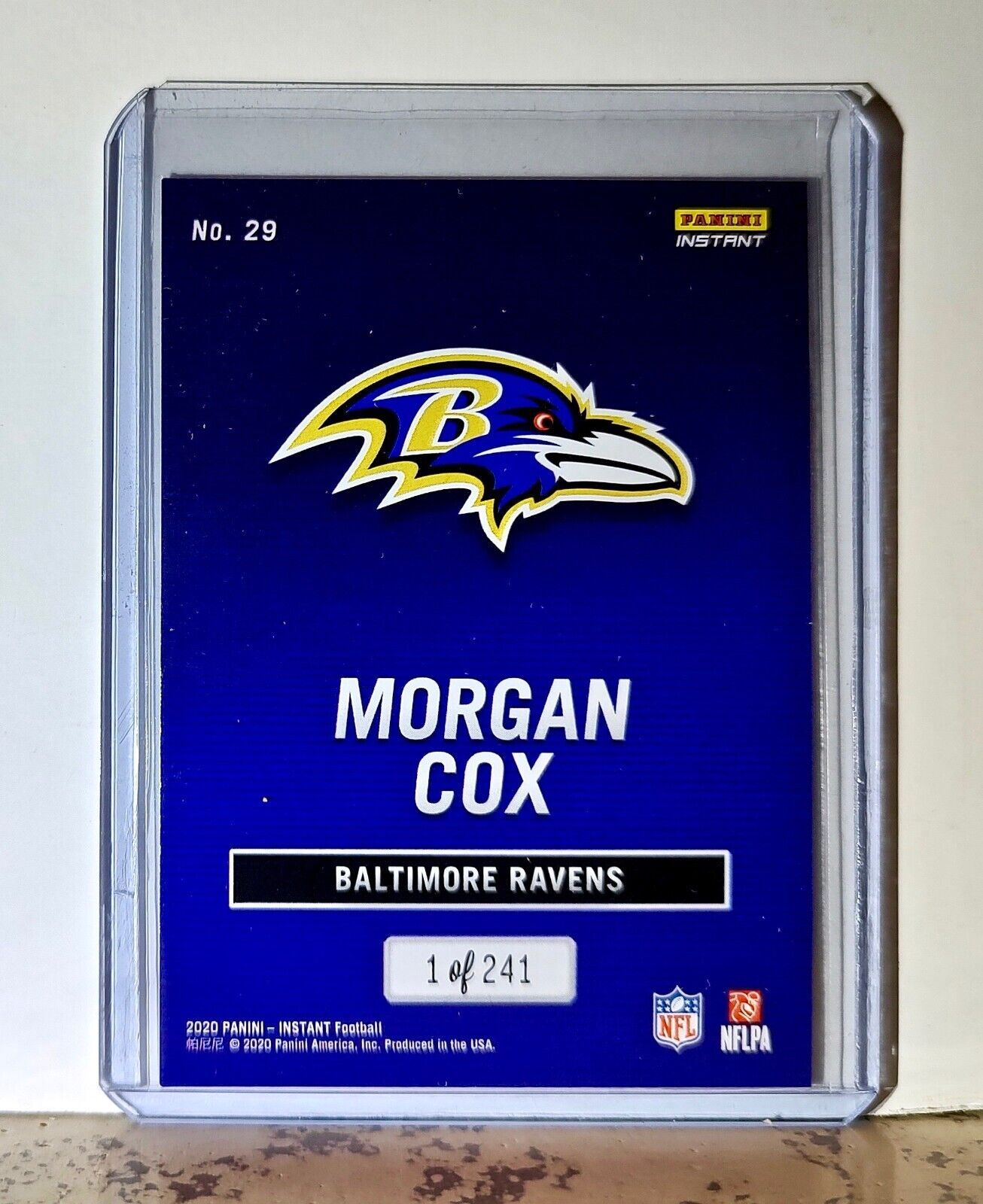 Morgan Cox 2020 Panini All-Pro NFL #29 Rookie Card 1/241 Baltimore Ravens